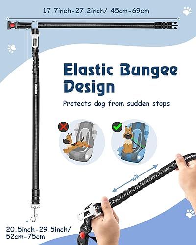 Miniatura 6 de Vastar Paquete de 2 cinturones de seguridad para perros para automóvil, cinturón de seguridad 3 en 1, cinturón de seguridad ajustable para mascotas,