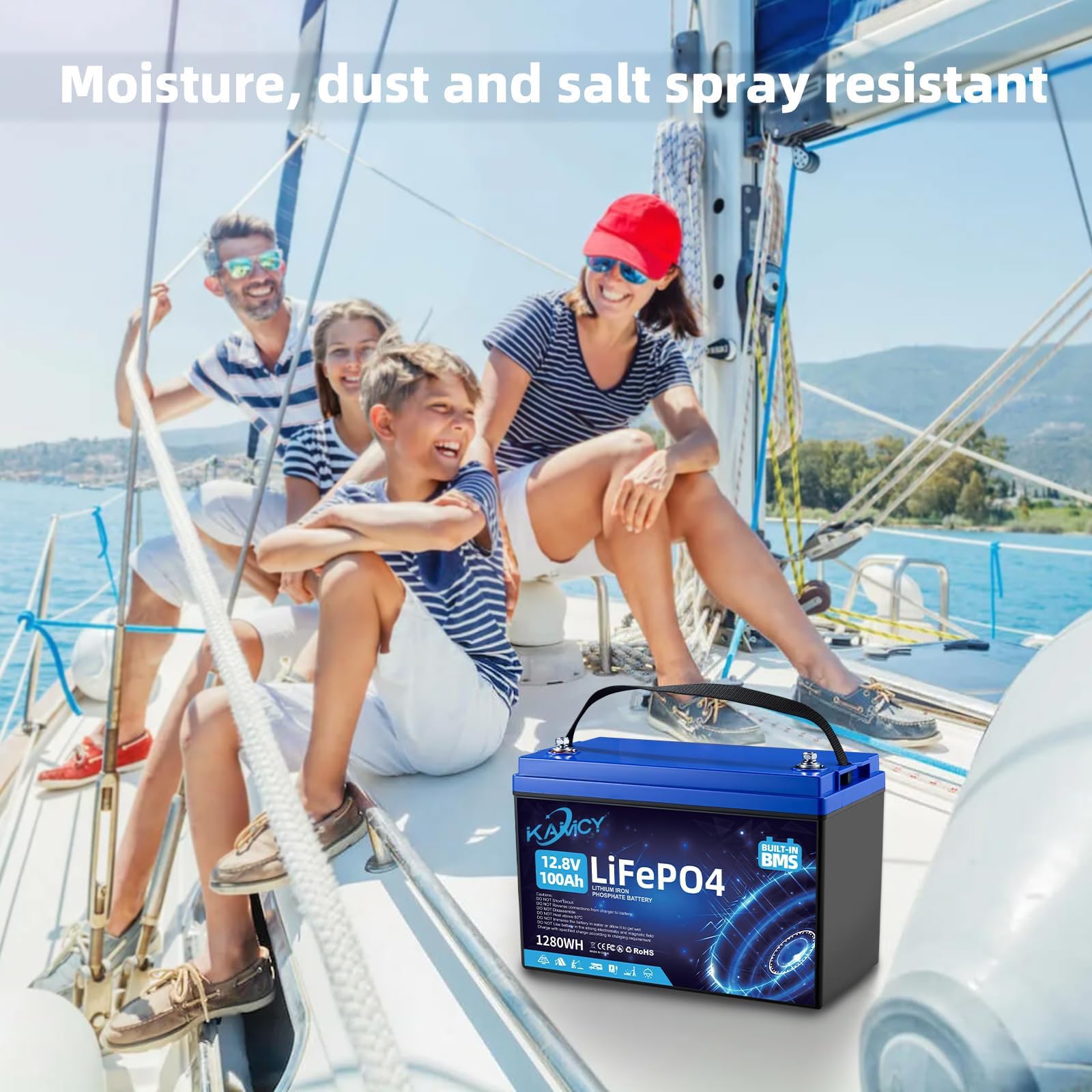 Batería de litio LiFePO4 de 12 V, 100 Ah, 100 A, BMS con 15.000 ciclos profundos, batería de litio de 1280 W de potencia máxima, para autocaravanas, instalaciones solares, barcos, hogar, camping