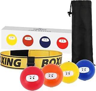 boxing reflex Ball, Soft Boxing Ball with Headband, 4 React Reflex Ball Plus 2 Adjustable Headband, Great for Reflex, Speed, Accuracy, Focus and Hand Eye Coordination