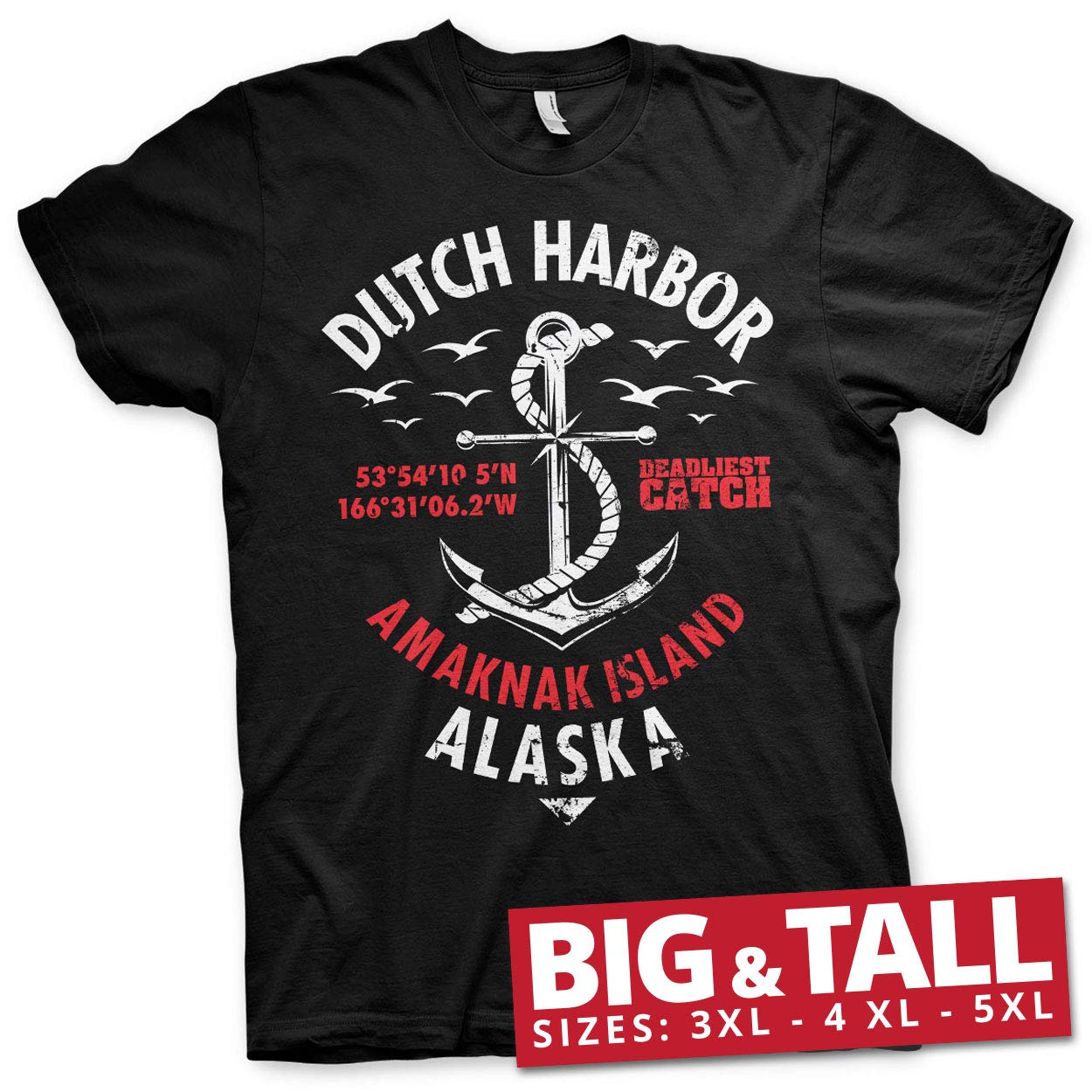 Deadliest CatchOfficially Licensed Dutch Harbor Mens T-Shirt (Dark Grey)
