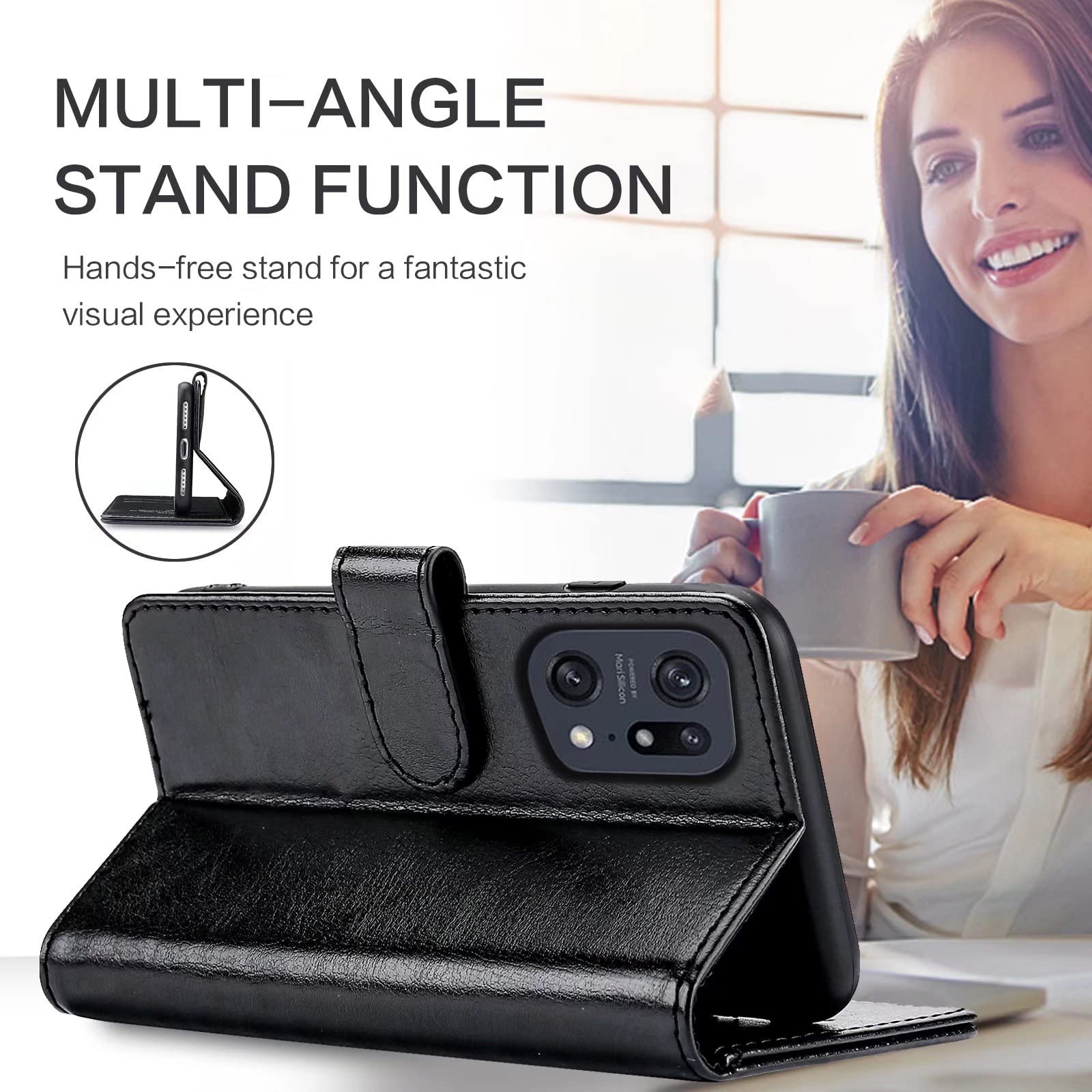 Vankii Cover Per Oppo Find X5 PRO, Flip Caso Libro Portafoglio - Foto 9