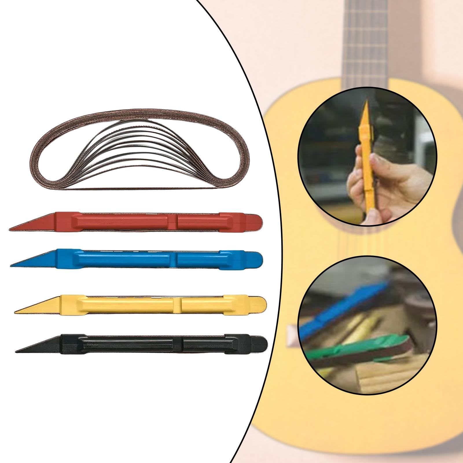 Lot de 20 Bandes Abrasives Haute Performance pour Luthier, avec Stylo de Ponçage 4 Couleurs