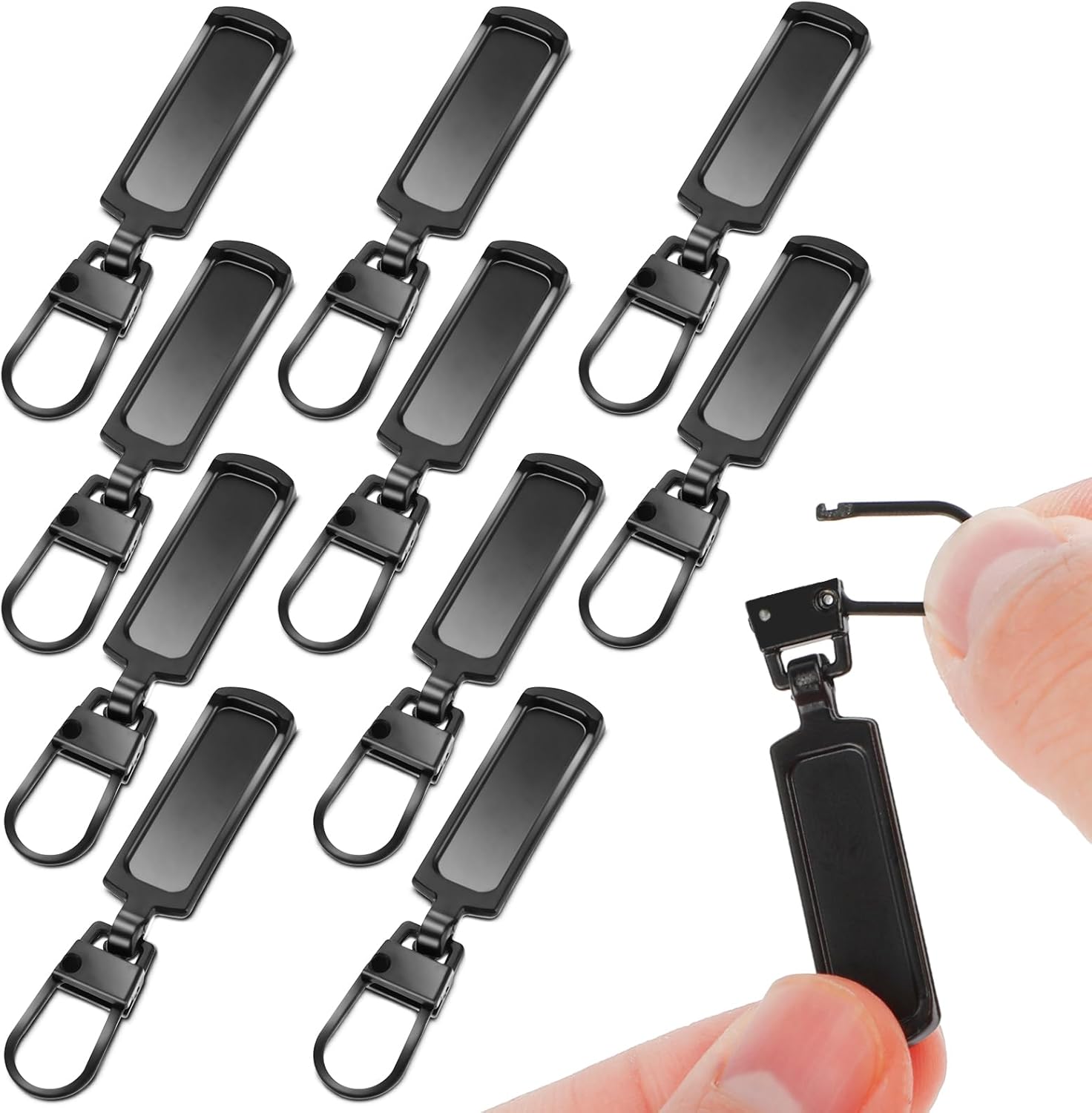 10pcs Zipper Pull Replacement, Metal Replacement Zip Pull Universal