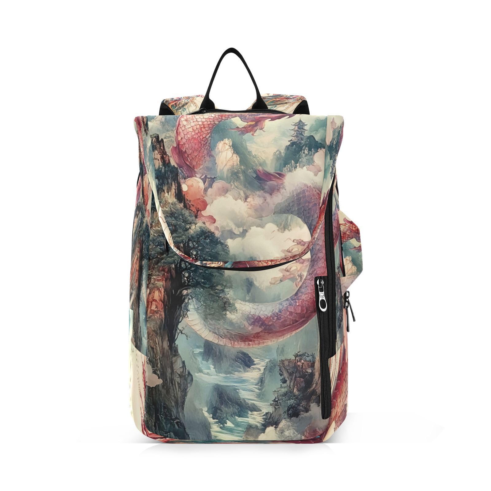 DUOBU Tennis Bag Chinese Dragon Large Waterproof Pickleball Bag for Men and Women Crossbody Backpack for Tennis Badminton Pickleball Racketball