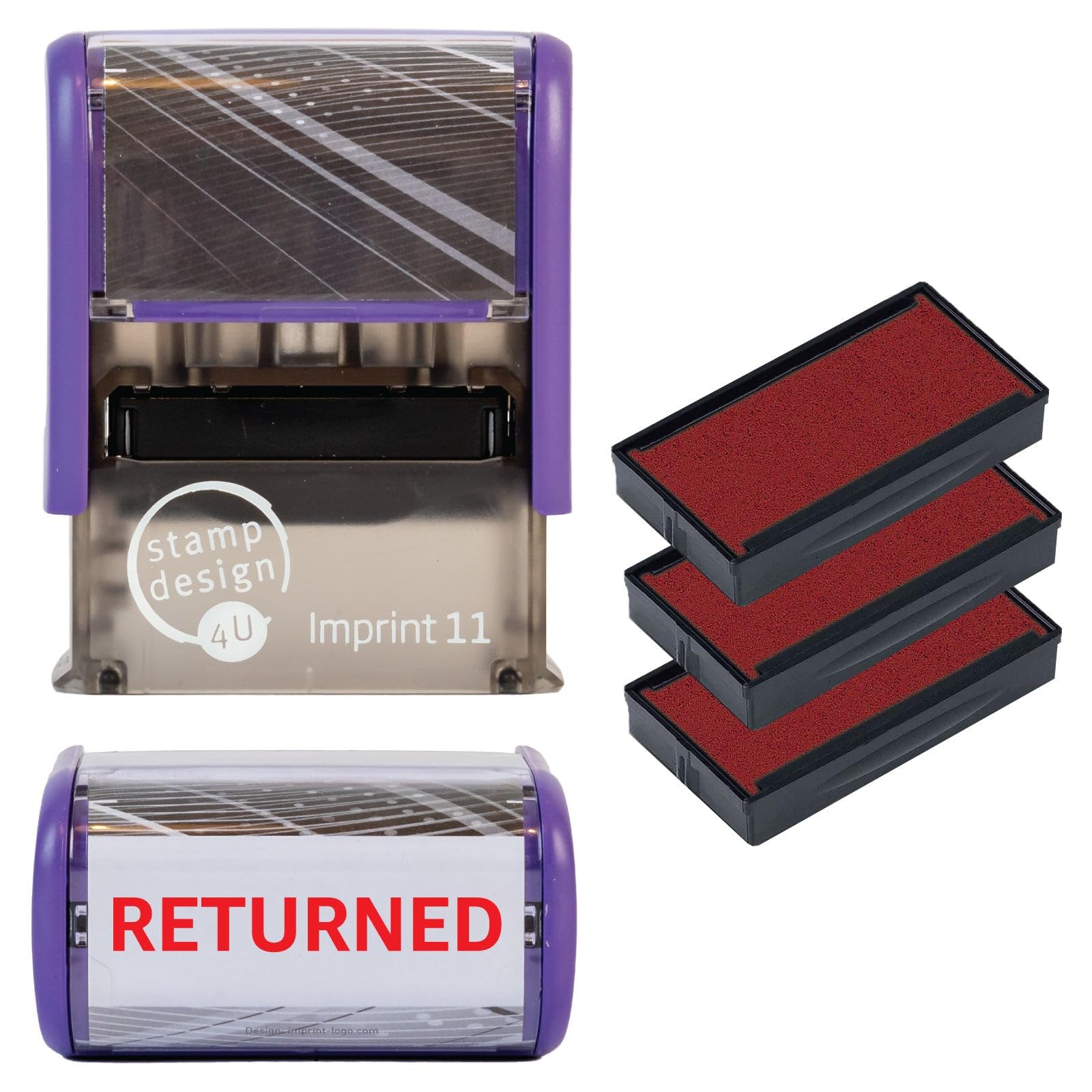 Returned Self Inking Rubber Stamp for Stamping Your Returned Documents - Red Returned Stamp with 3 Extra Inkpad