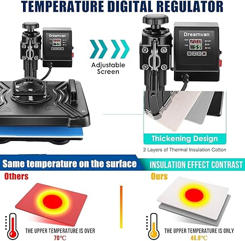 Miniatura 4 de Máquina de prensa térmica mejorada de 15 x 12 para camisas, máquina de sublimación de prensa de calor digital 5 en 1, máquina de prensa de calor