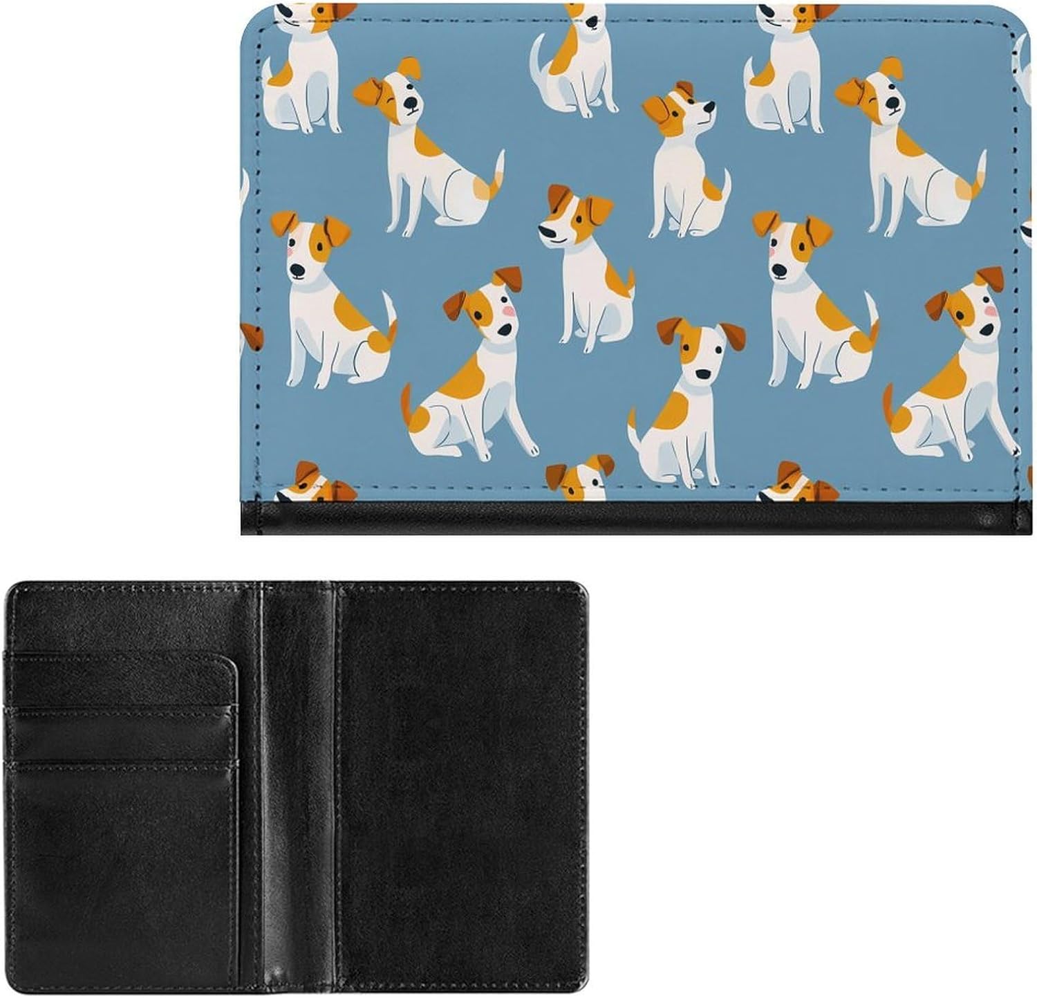 Cute Jack Russell Terrier Dog Pattern Funny Passport Holder Slim Travel Wallet Passports Cover Card Case with Slot