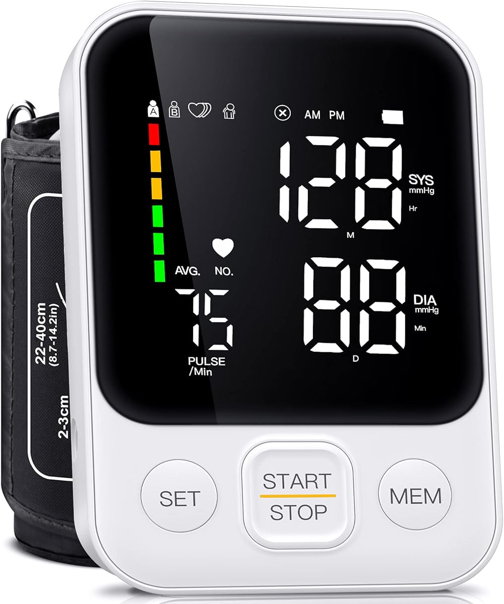 Blood Pressure Machine for Home Use Automatic Blood Pressure Monitor with 2x120 Reading Memory Adjustable Arm Cuff 8.7"-15.7" with Large LED Backlit Display