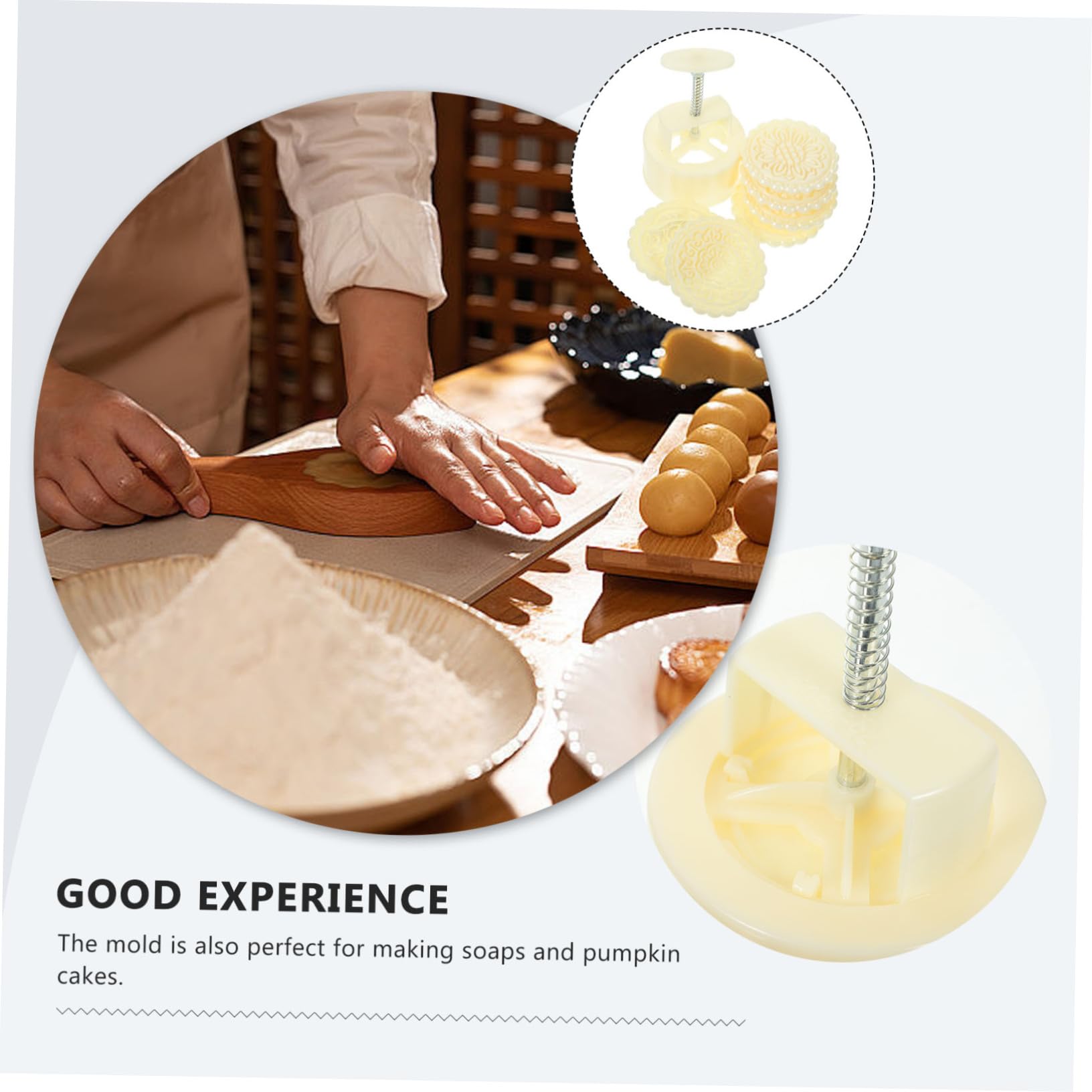 Molde para Pastel de Luna Reutilizable de Plástico Beige, 1 Juego | Estampas Variadas, Color Beige que No se Desvanece, Apto para Galletas y Repostería