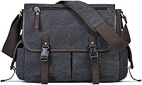 CROCOD Vintage Canvas 15.6" Laptop Messenger Bag - Durable Shoulder Satchel for Men Women, College Travel Office Briefcase