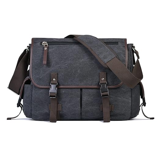 Vintage Canvas 15.6 inch Laptop Messenger Bag for Men Women, College Computer Satchel Shoulder Bag Travel Office Briefcases