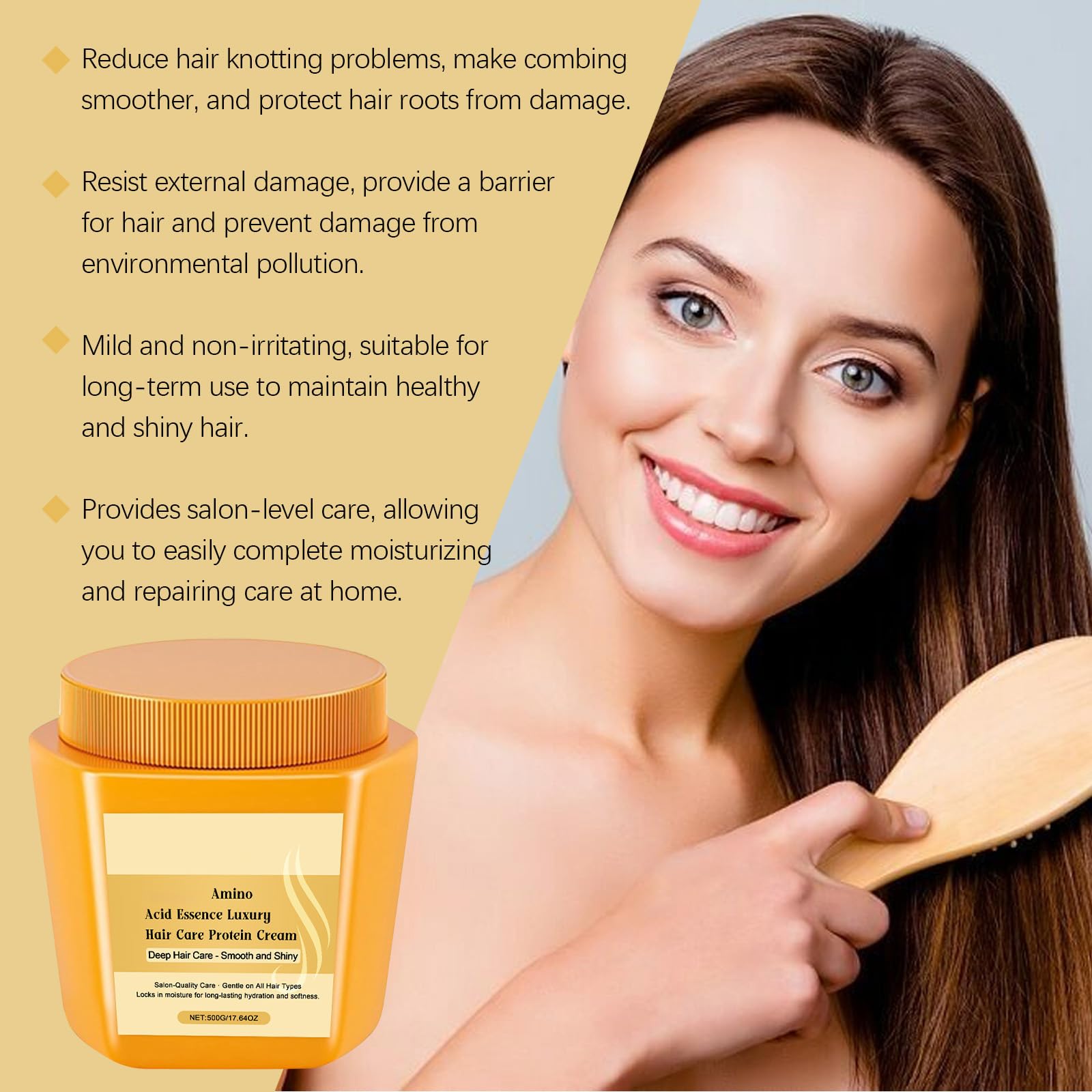 Crema Proteina Hailoyearn Per Capelli, Cura Di Lusso Essenza Di Acido Amminoacido, Maschera Riparatore Capelli Secchi Danneggiati Ricci, Maschere Al Collagene, Idratazione Intensiva & Levigante (3pcs)