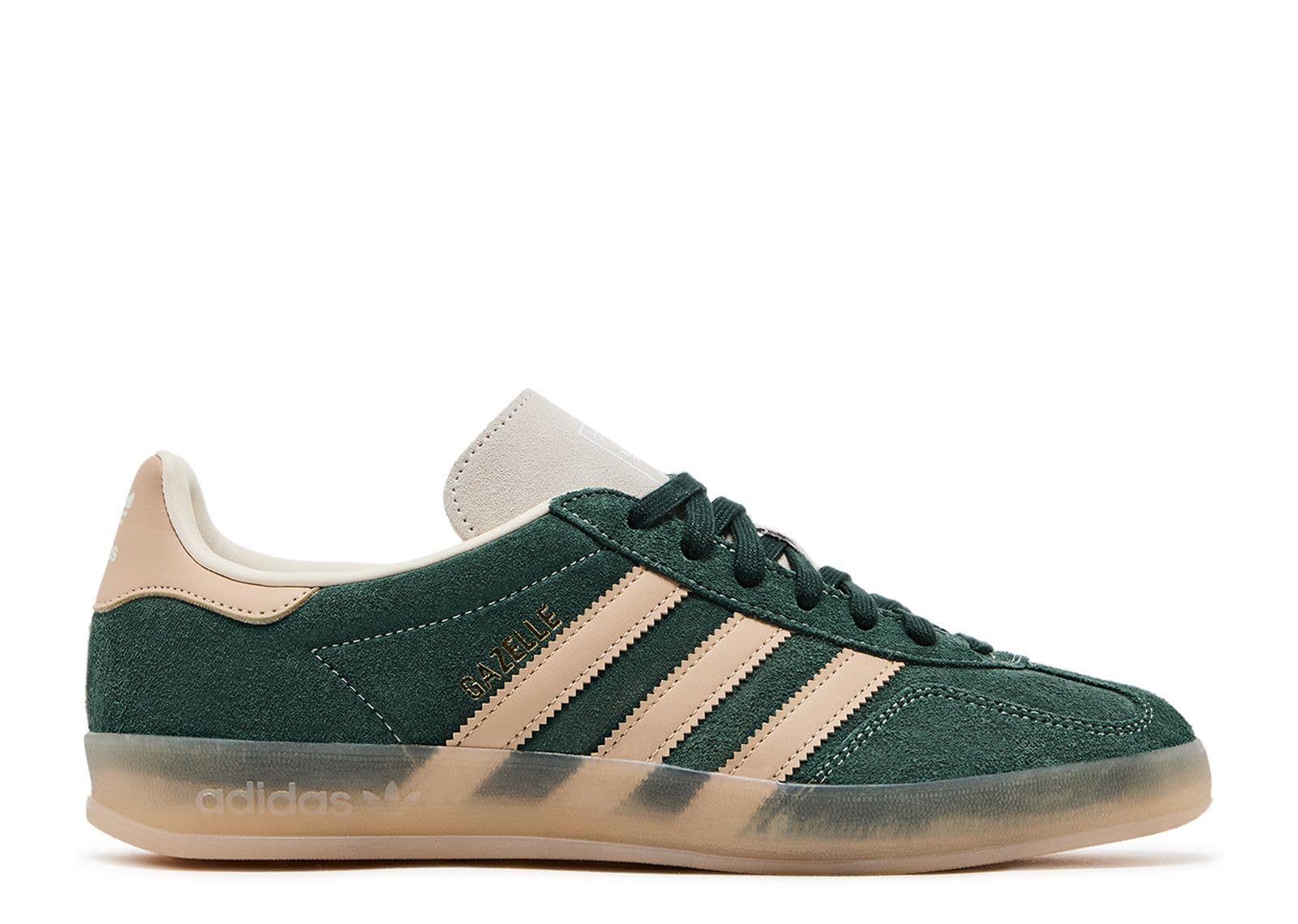 adidas Gazelle Indoor Men's Shoes, Shadow Green/Warm Sandstone/Wonder White, Size 9.5