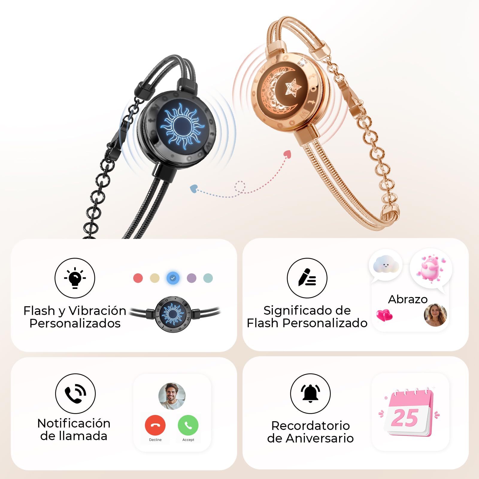 TOTWOO Pulseras Smart para Parejas con Bluetooth a Distancia