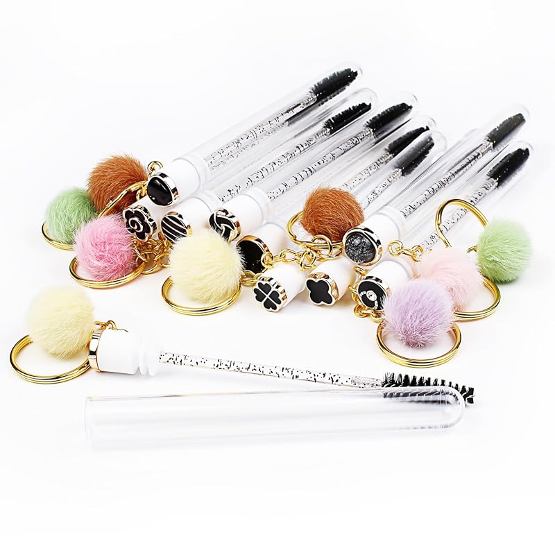 SenRocc Escovinhas para Máscara de Cílios com Tubos Reutilizáveis e Chaveiro, 10 unidades, Black Classic-KCQ