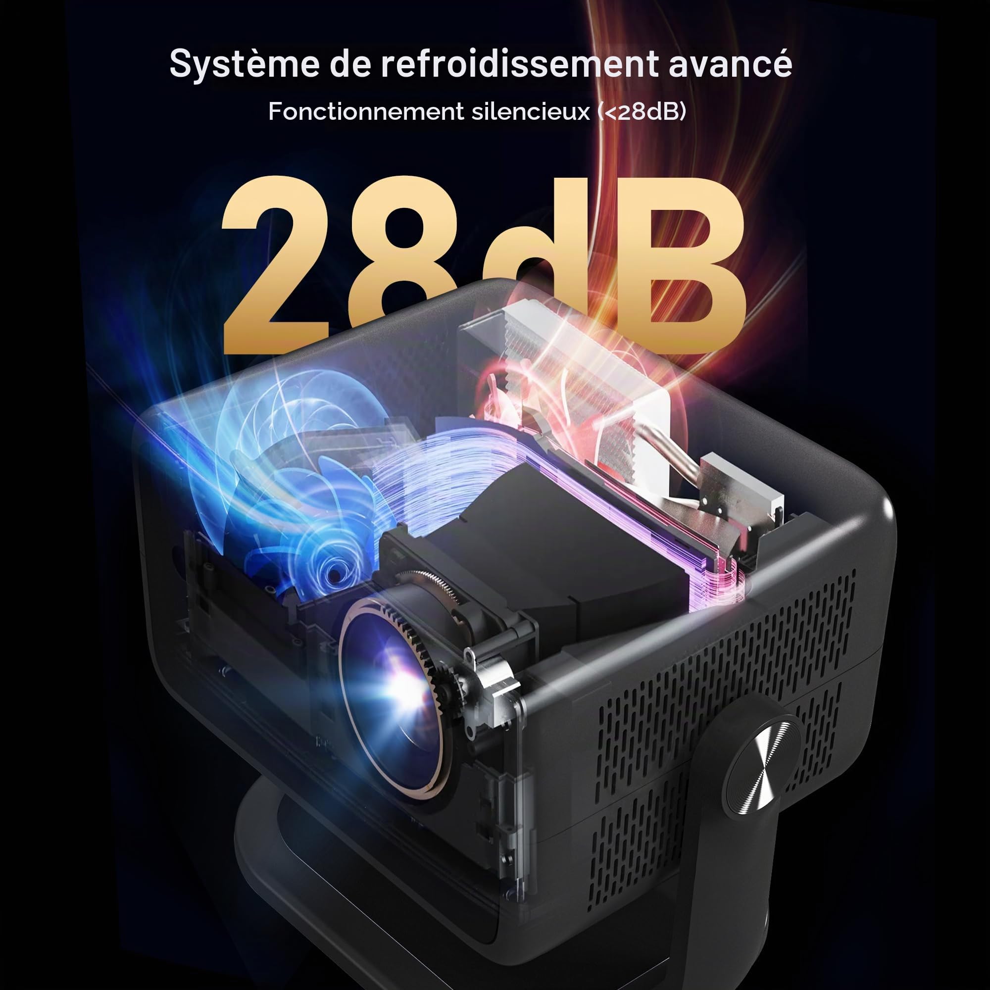 Smart Vidéoprojecteur Compatible 4K, Assistant Vocal IA&Contrôle App, HDR10 | Video Projecteur Android 14 1080P Natif Son Surround Rétroprojecteur, Autofocus/Keystone Portatif Projecteur Wi-Fi&Bluetooth