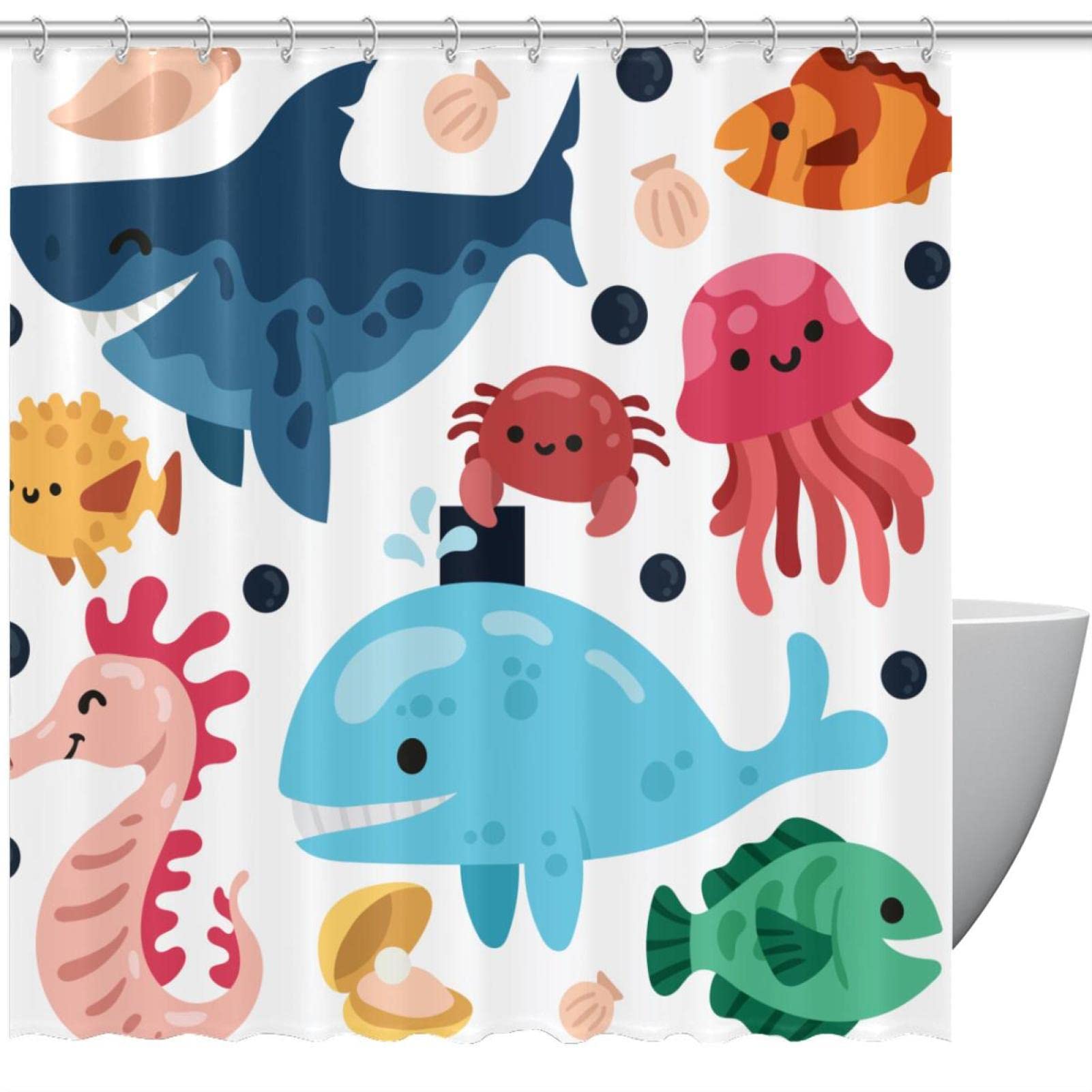 Rideau de douche poissons et océan pour le bain des enfants