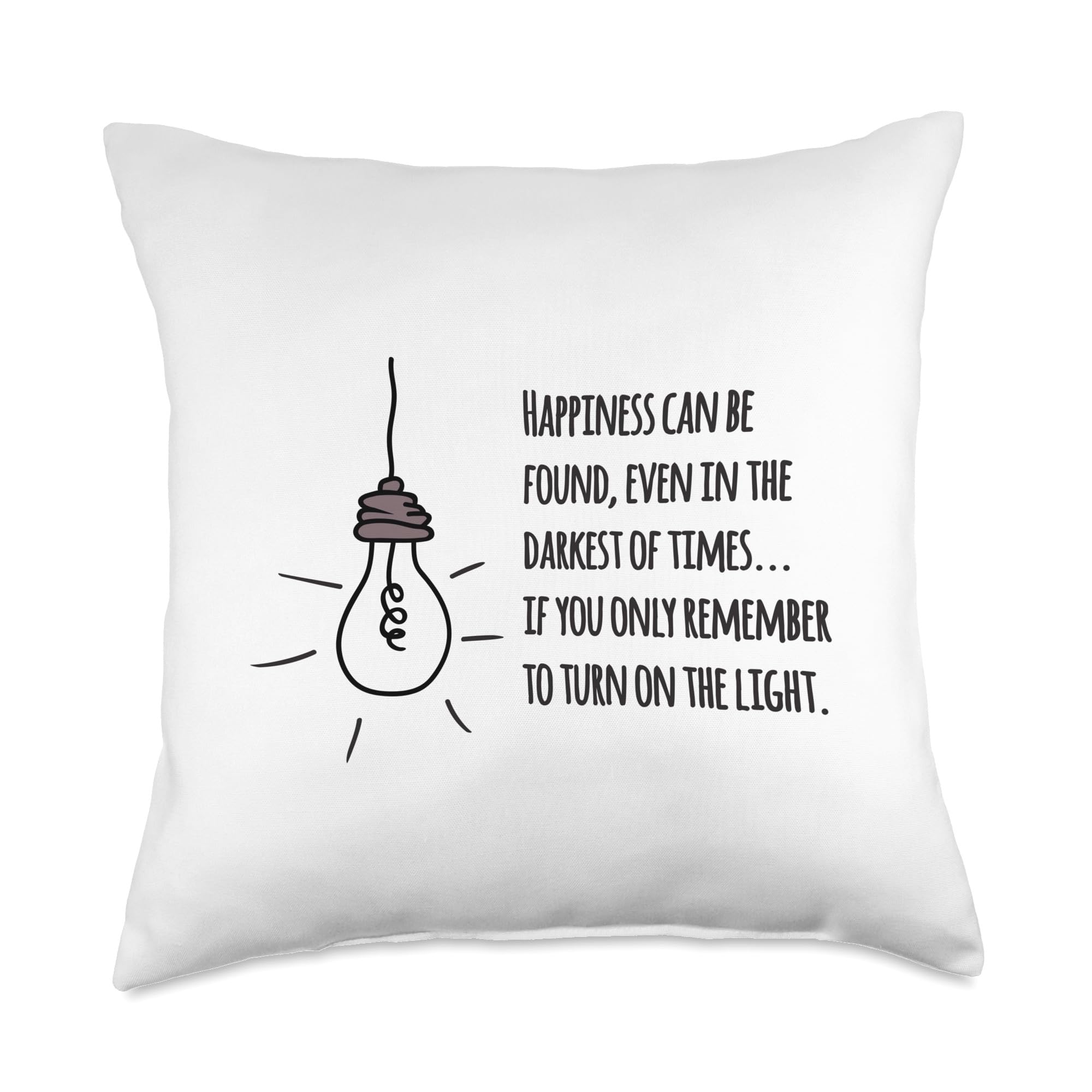Jimmo Designs Lightbulb Philosophy Motivational Wisdom Happiness Throw Pillow, 18x18, Multicolor