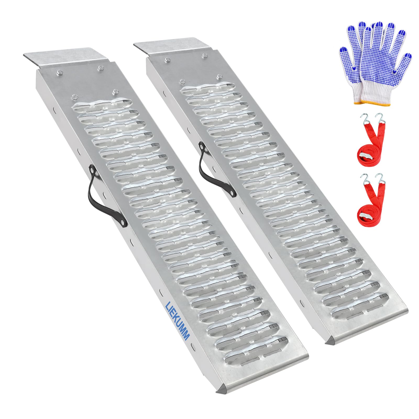 LIEKUMM Loading Ramps, 2 x Motorcycle Ramp, 440 kg Capacity Loading Ramps, 100 cm Ramp for Bicycles, Trolleys, Lawn Mowers, Snowblowers, Motorcycles, ATVs, UTVs