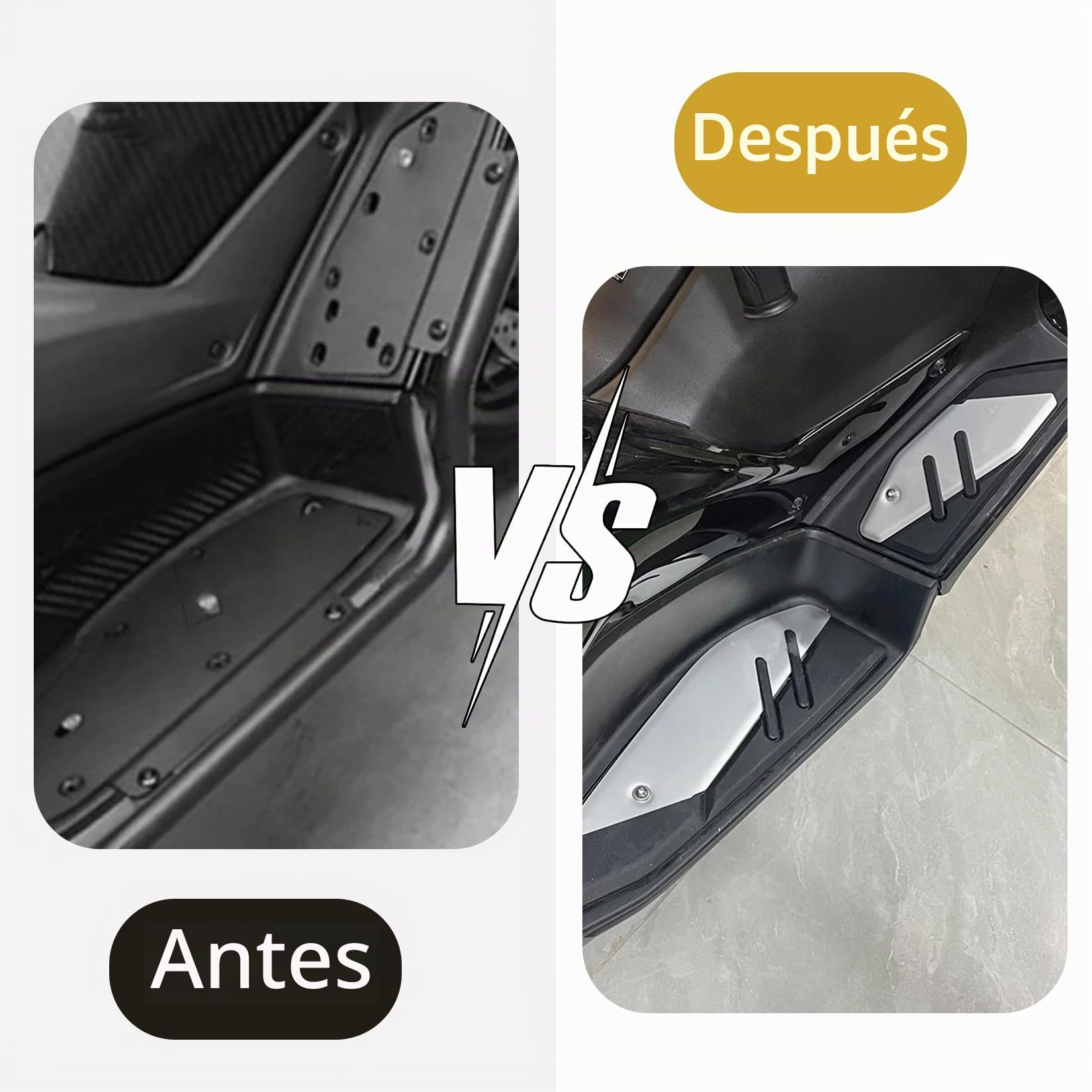 Estriberas Reposapiés Delanteros para Xmax 300 125 250 400 2017 2018 2019 2020 2021 2022 2023 2024, PSLER Pedal de Conductor Accesorios Decorativos para Motocicleta(Plata)
