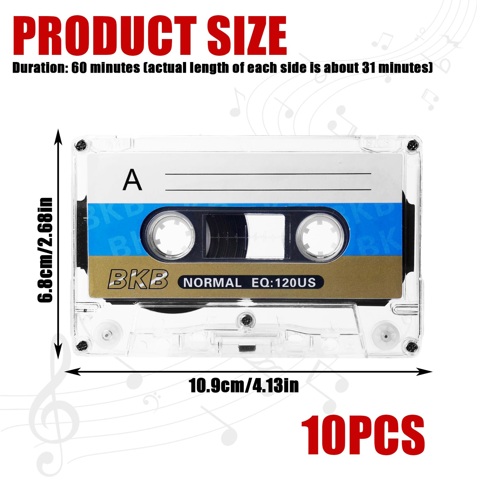 10 cassette audio vuote, cassette audio a basso rumore, 60 minuti audio, cassette musicali, cassette audio vuote per conferenze, seminari