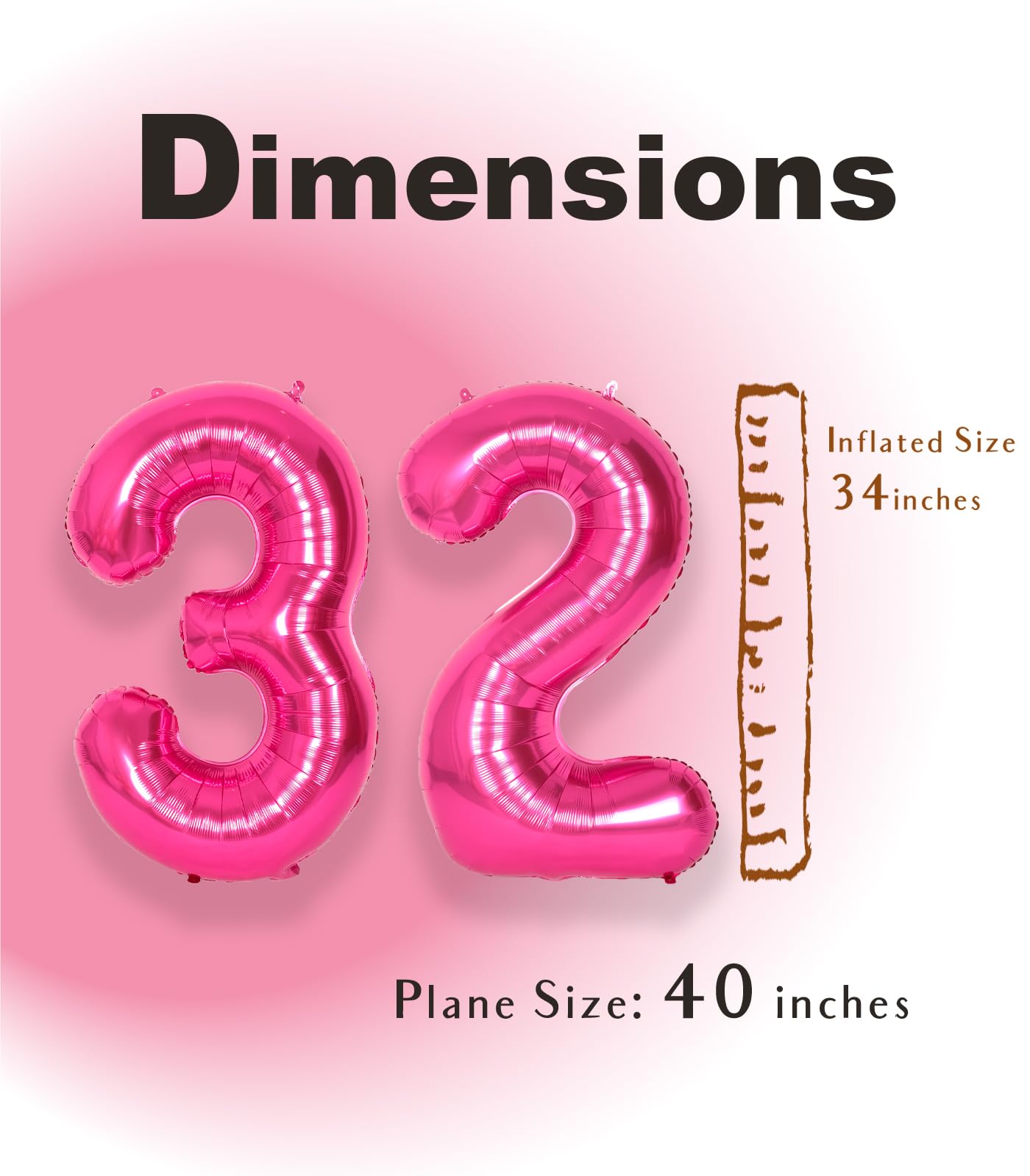 Amazon.com: SUWEN 40 Inch Large Hot Pink 32 Balloon Numbers Big