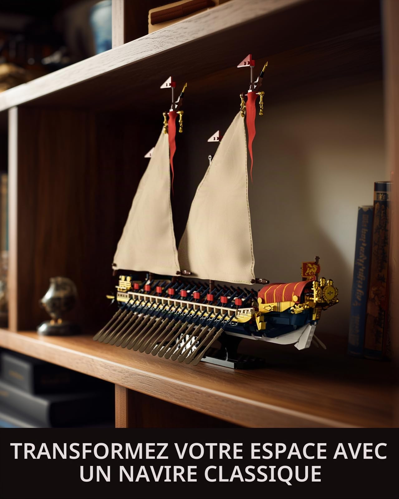 Nifeliz Kit de Construction de Navire à Voiles Galère pour Adultes, Modèle de Vaisseau Amiral Style Galéasse pour Exposition et Collection, Cadeau pour les Passionnés de Navires (1536 PCS, NF10338)