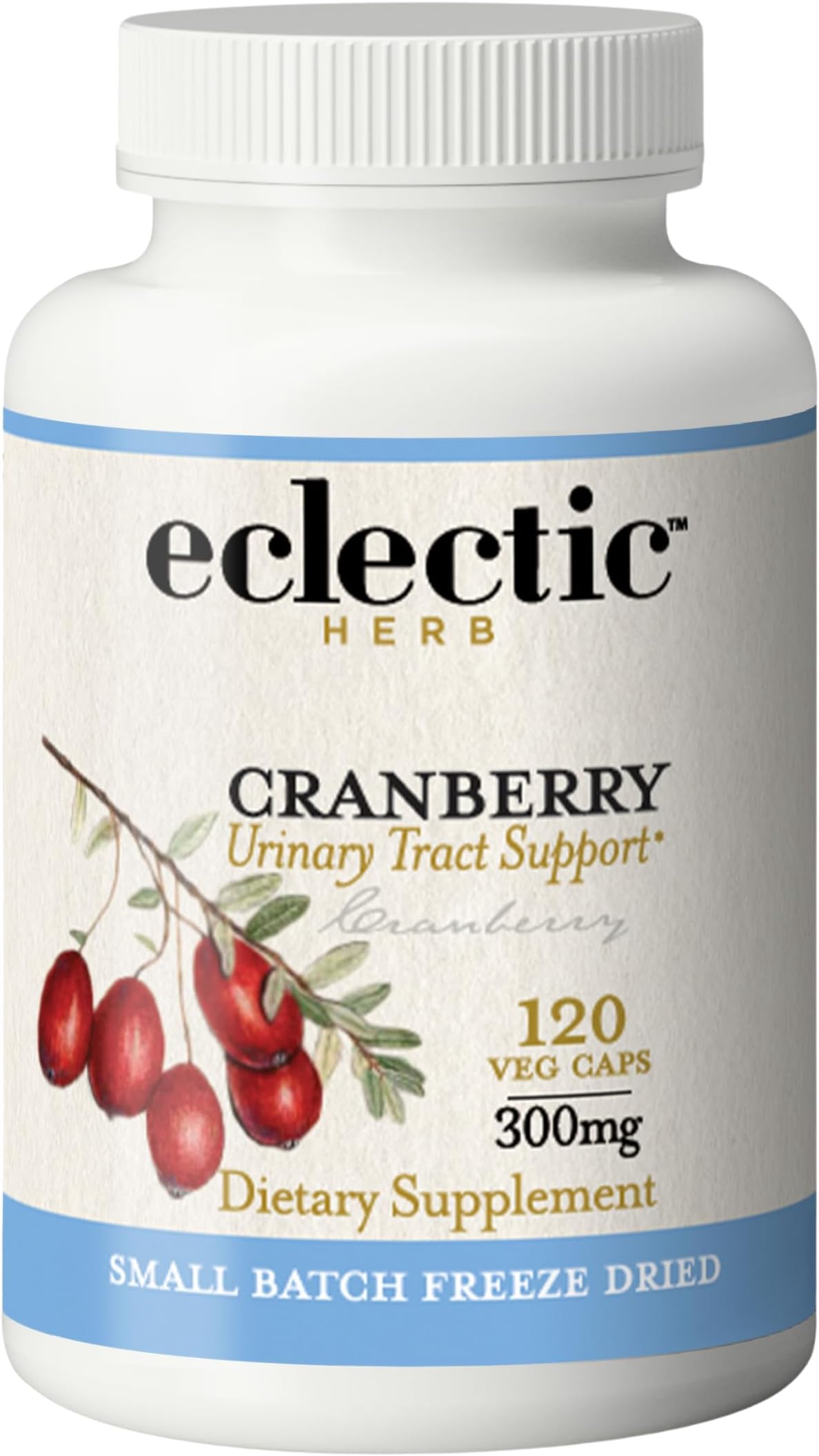 Eclectic Herb - Premium Freeze Dried Cranberry Capsules | Urinary Tract Support | Cranberry Supplement for Urinary Tract Health | US-Grown, Organic, Non-GMO, Gluten Free, Vegan (120 CT | 300 mg)