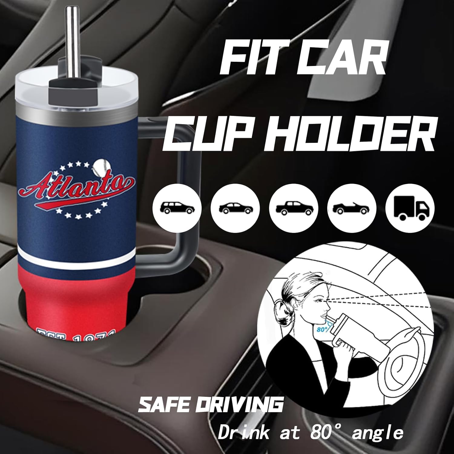 Tumbler 30oz Straight Skinny Car Cups With Insulated Cup Sleeve Portable Handle, Sports Travel Coffee Mug, Stainless Steel, Insulated,Classic Collection Gifts for Fans - Image 6