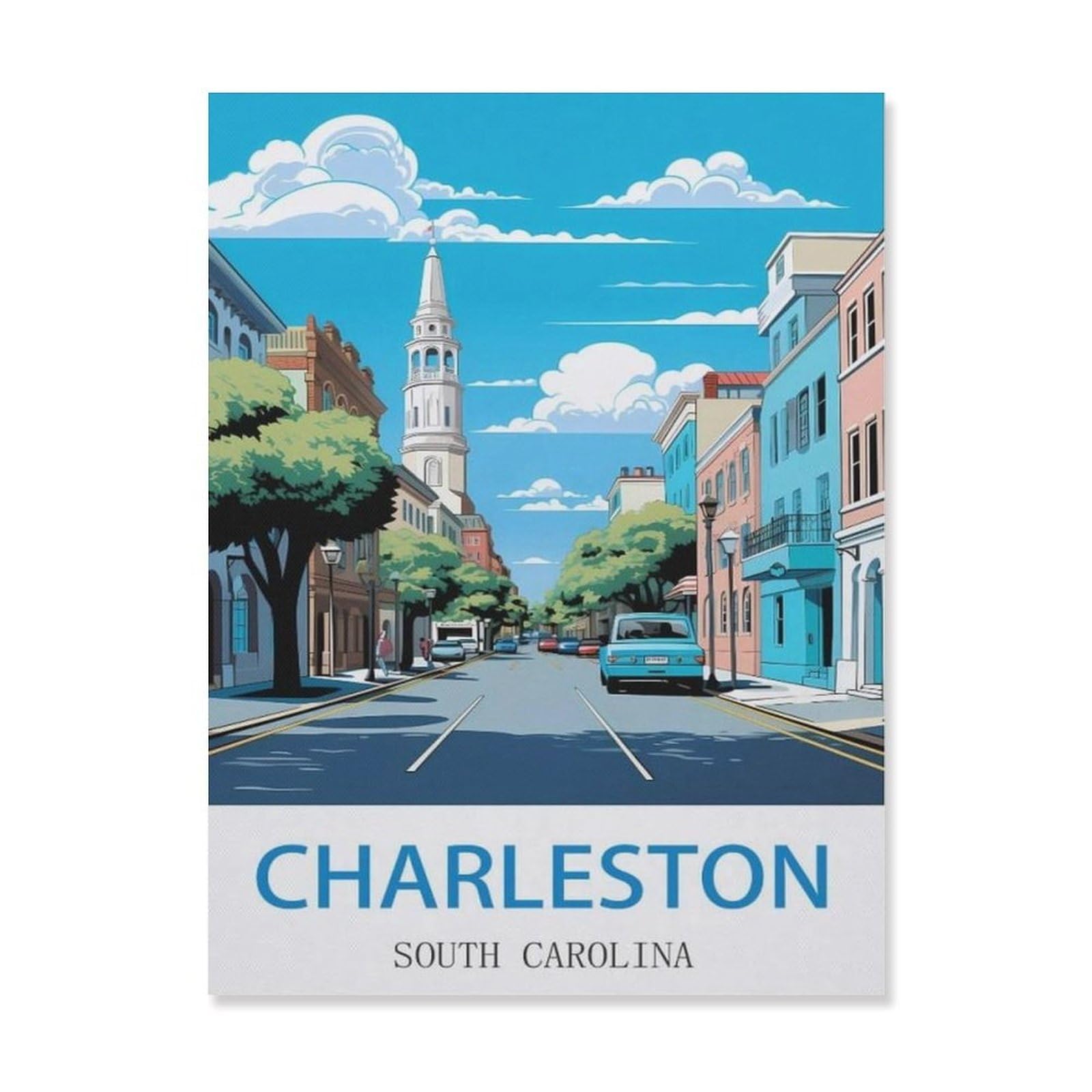 Vintage Metal Tin Sign ，Charleston South Carolina，Metal Wall Decor Decorative Tin Sign Art Plaque Poster for Home Kitchen Bar Coffee Shop Club Decoration(15x30cm）6x12 inch-EH70