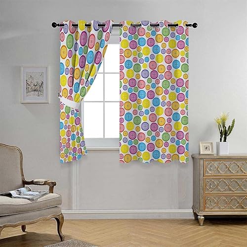 Miniatura 3 de Sun Blocking Curtains Modern Grommet Short Divisor De Habitaciones Cortinas para Ventanas De Cuarto 63Inch Width by 63Inch Length,2 Panels