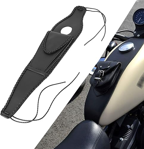 Miniatura 3 de Acouto Bolsa de motocicleta para XL 883 1200 48, bolsa de cuero de combustible de combustible de motocicleta Dash consola central bolsa negra