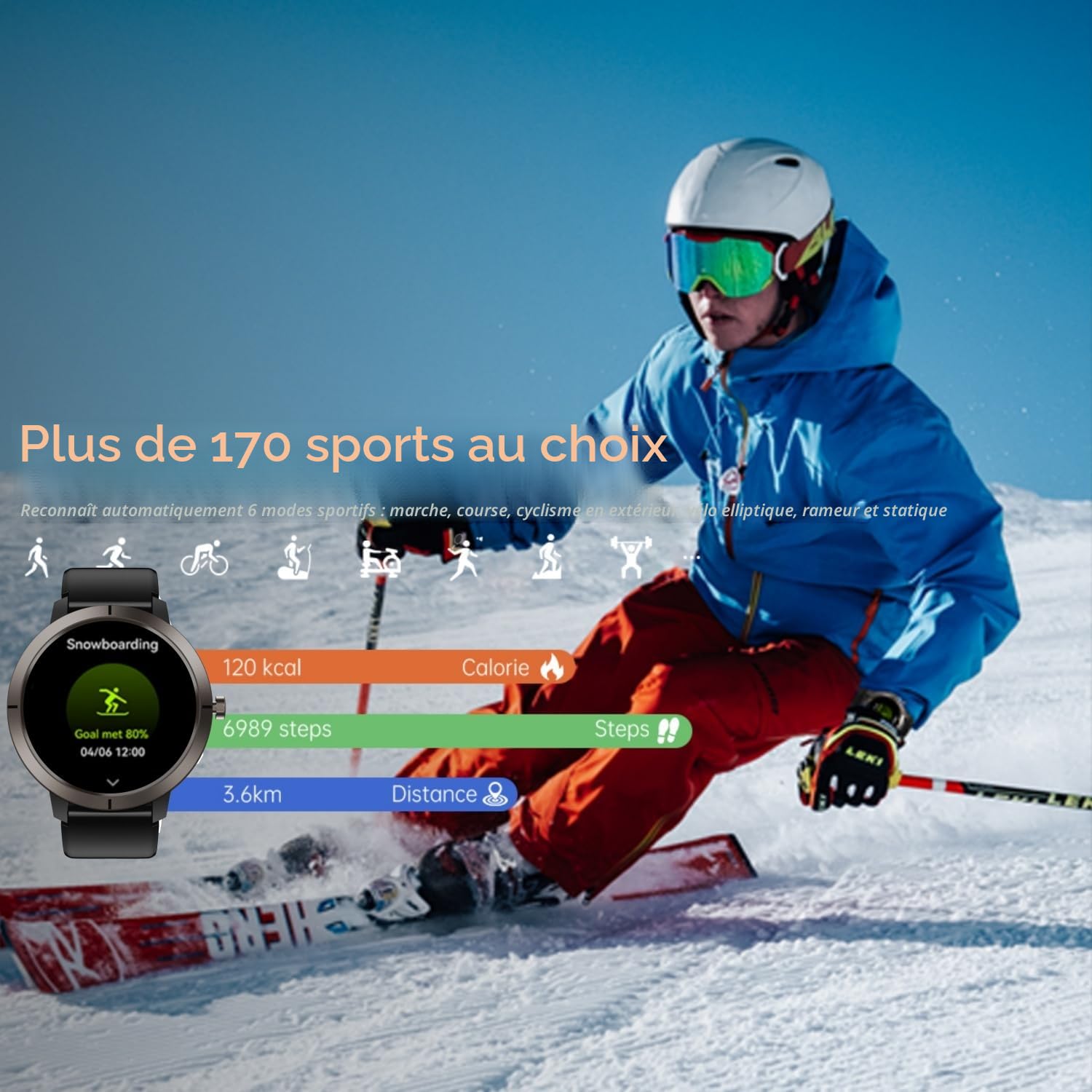 AIEK Montre Connectée Femme GPS, Écran AMOLED 1.32" Étanche Smartwatch Sport, Android iOS, Idéal pour la Randonnée/la Course à Pied/la Natation,Santé Au Féminin/Fréquence Cardiaque/Sommeil (Or)