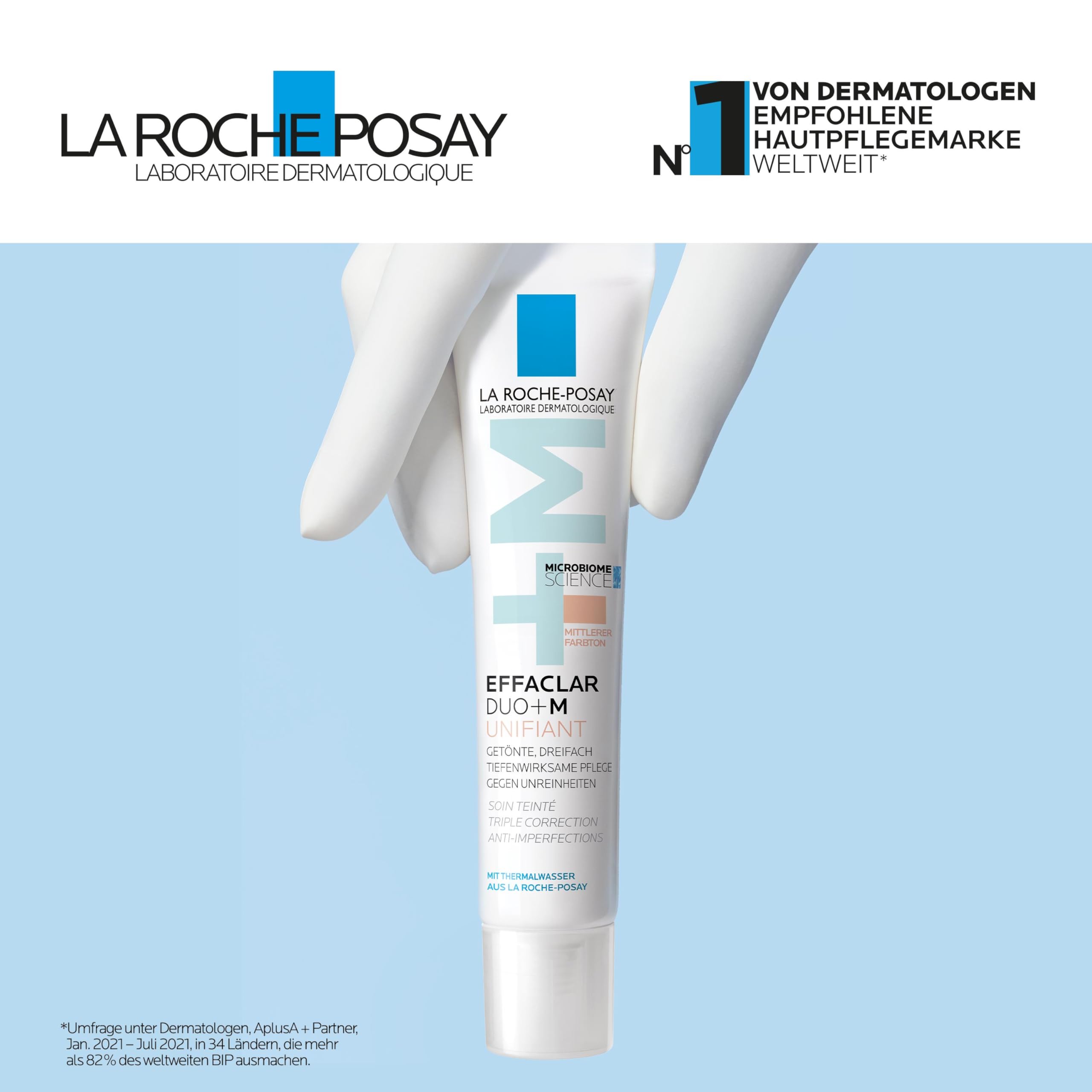 La Roche Posay Effaclar Duo+M Unifiant Mittel, Getönte Gesichtspflege, Dreifach korrigierende, tiefenwirksame Pflege gegen Unreinheiten und Pickelmale, Anti-Rückfall, Für zu Akne neigende Haut, 40 ml