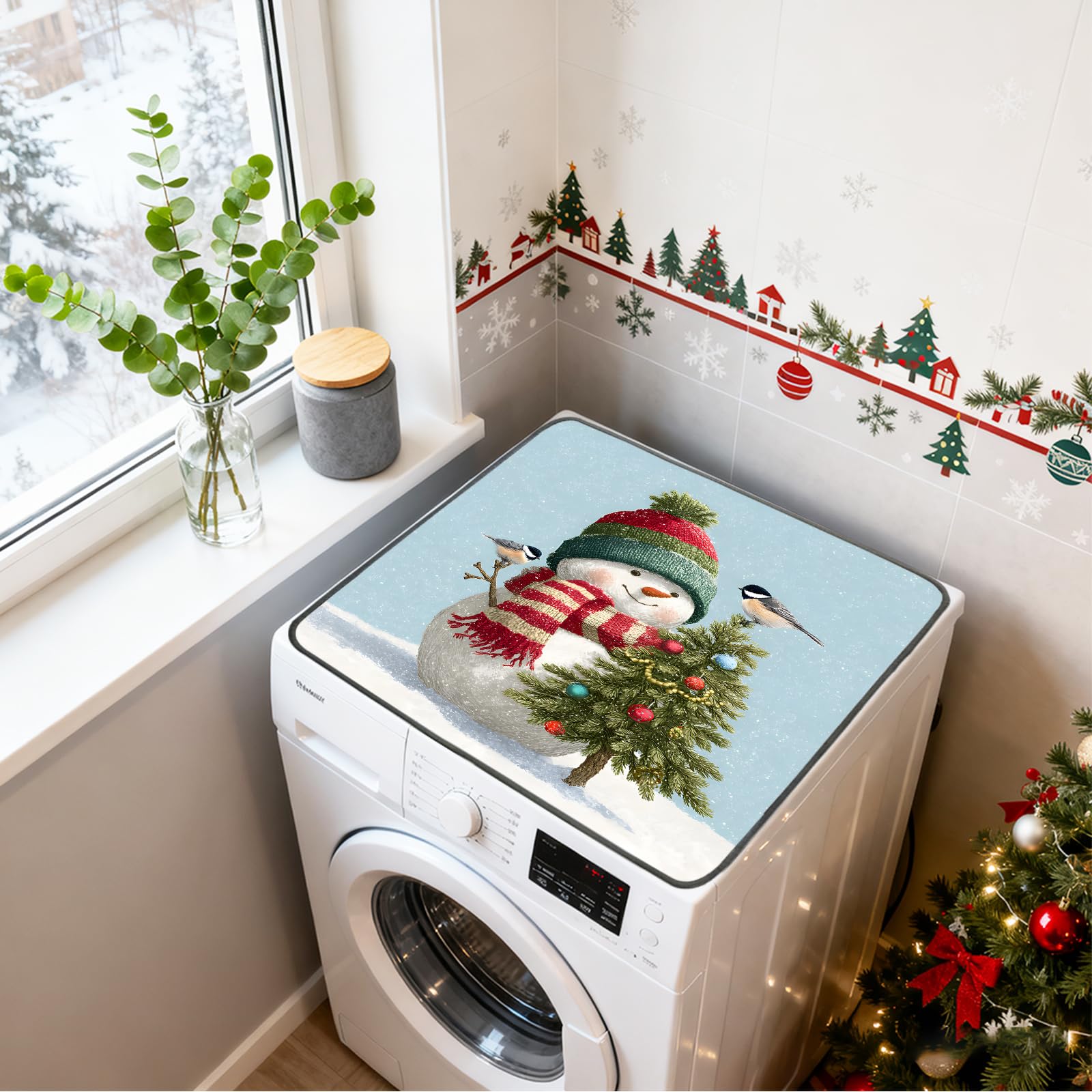 Nuxovilar Non-slip Washer &amp; Dryer Protector, 23.62"x19.68" Dust-proof Washing Machine Mat, Diatom Mud Polyester Dryer Top Pad for Laundry Room (YTT12861, 1Pcs)