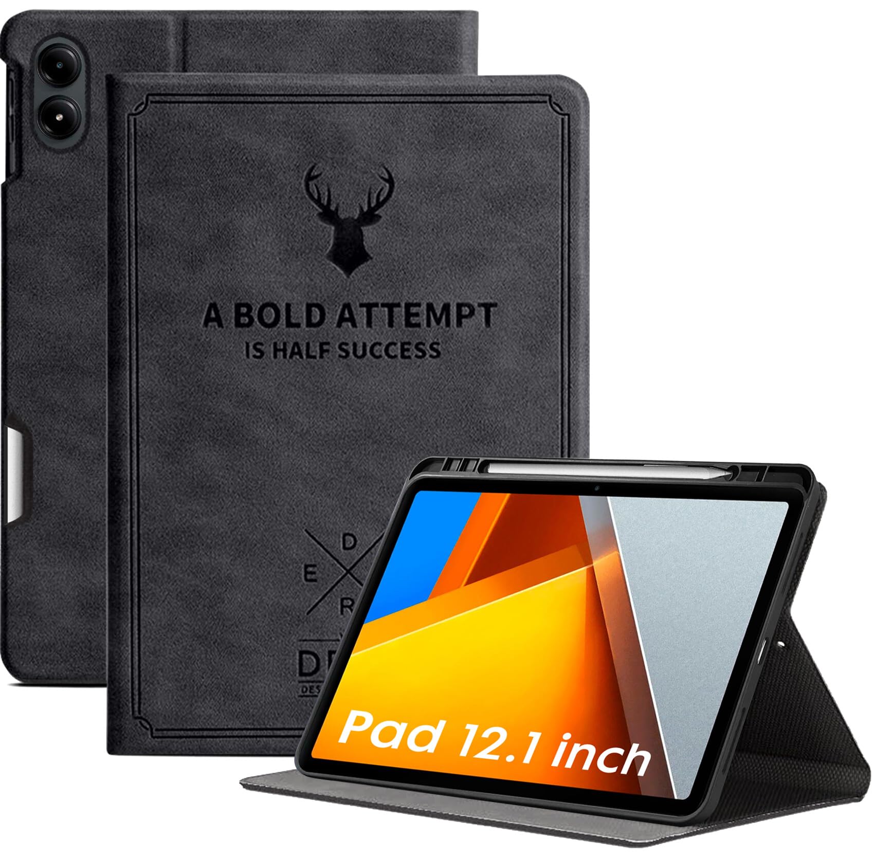Robustrion Cover for Poco Pad 12.1 Cover Case, Deer Pattern Flip Cover with Pencil Holder for Poco Pad 5G Tablet 12.1 inch [ Auto Sleep Wake Support] - Black (B0D9XYMZBP) Amazon Price History, Amazon Price Tracker