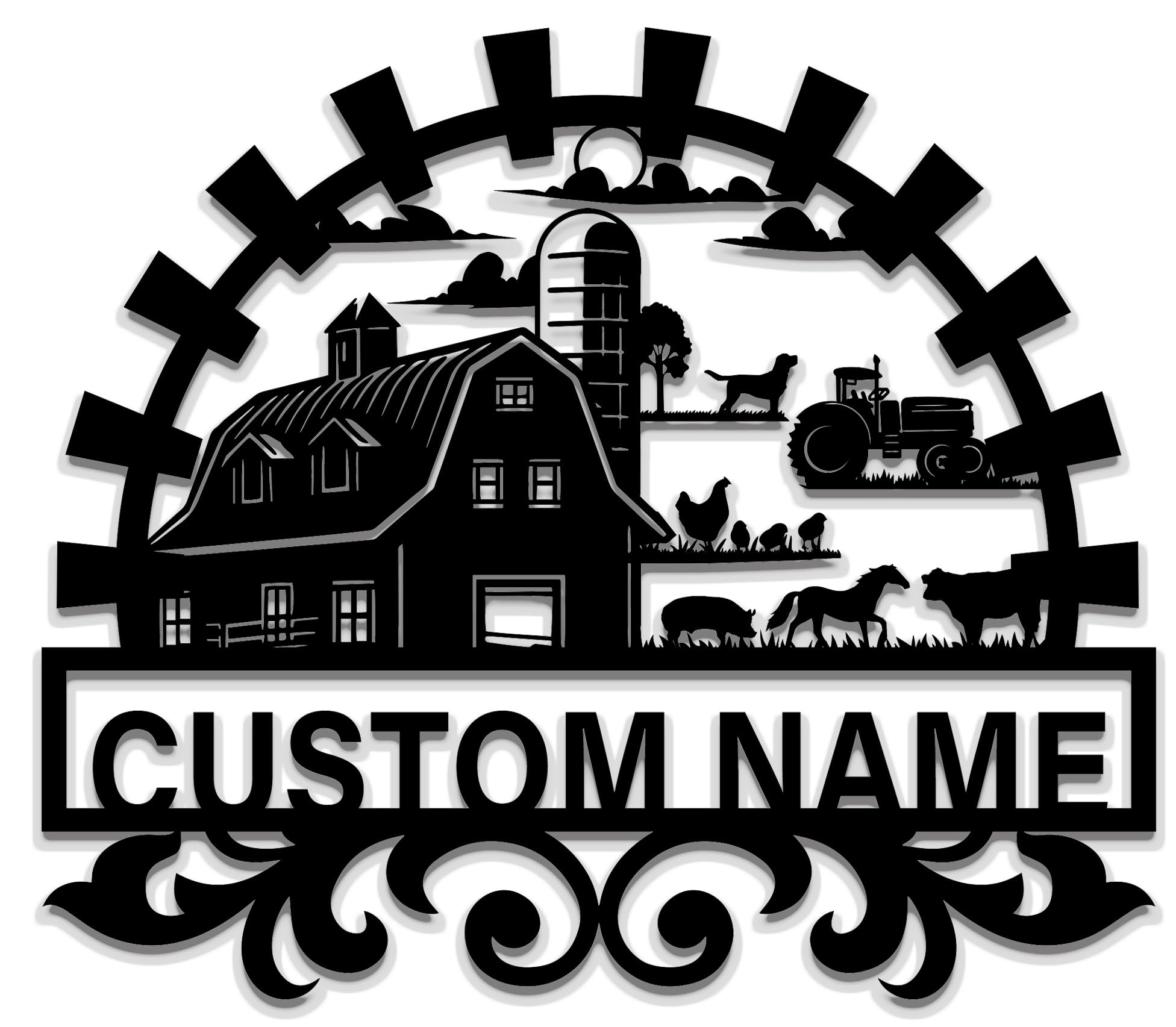 Panneau Métal Personnalisé Forme Tracteur - Décoration Extérieure Ferme, Jardin, Porche - Cadeau Personnalisé Pour Agriculteur