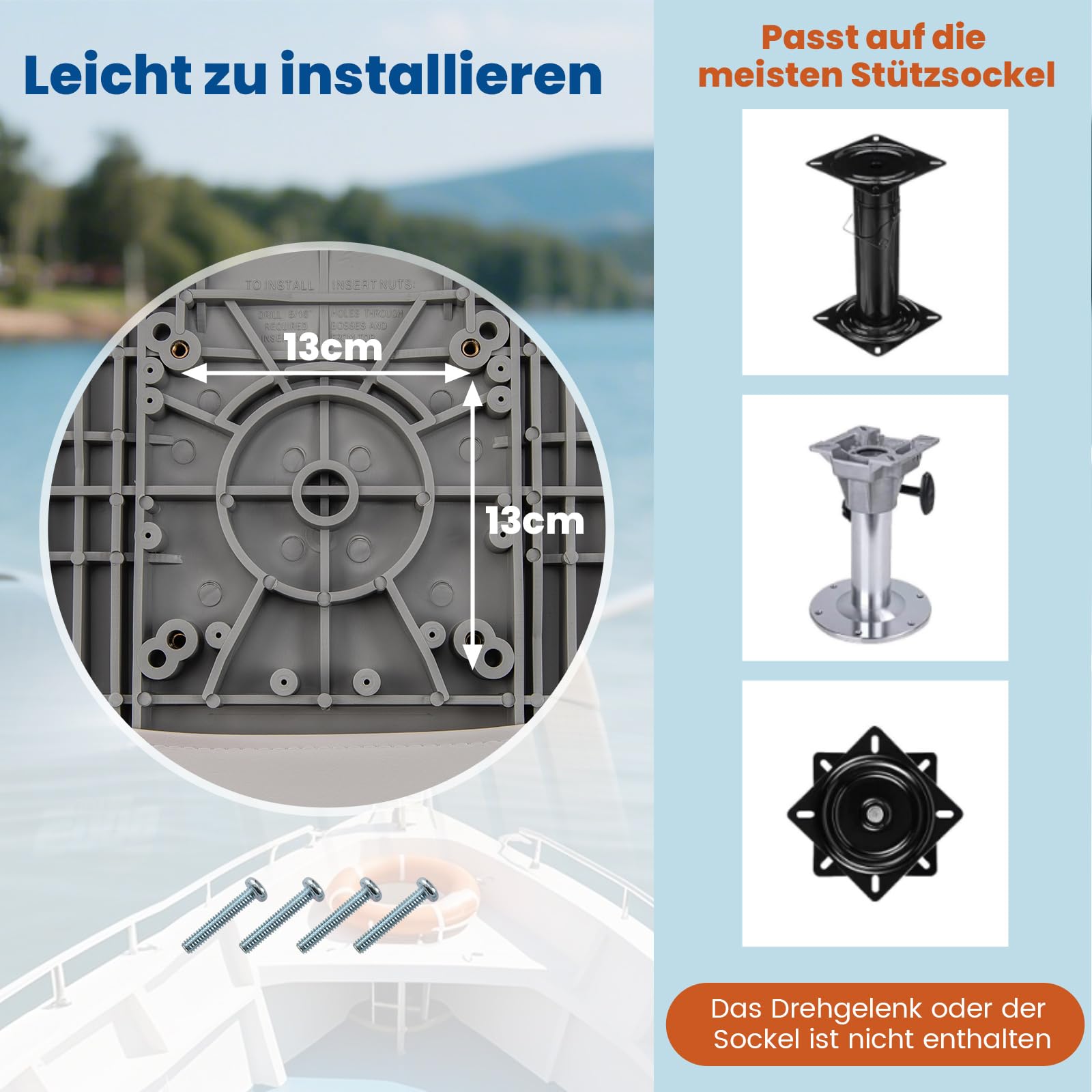 GYMAX Set de 2 Sillas Plegables para Barco, Silla de Timón Resistente a la Intemperie con Almohadón de Espuma Gruesa y Superficie de PVC Impermeable, Silla Ergonómica para Barcos, para Yates, Botes