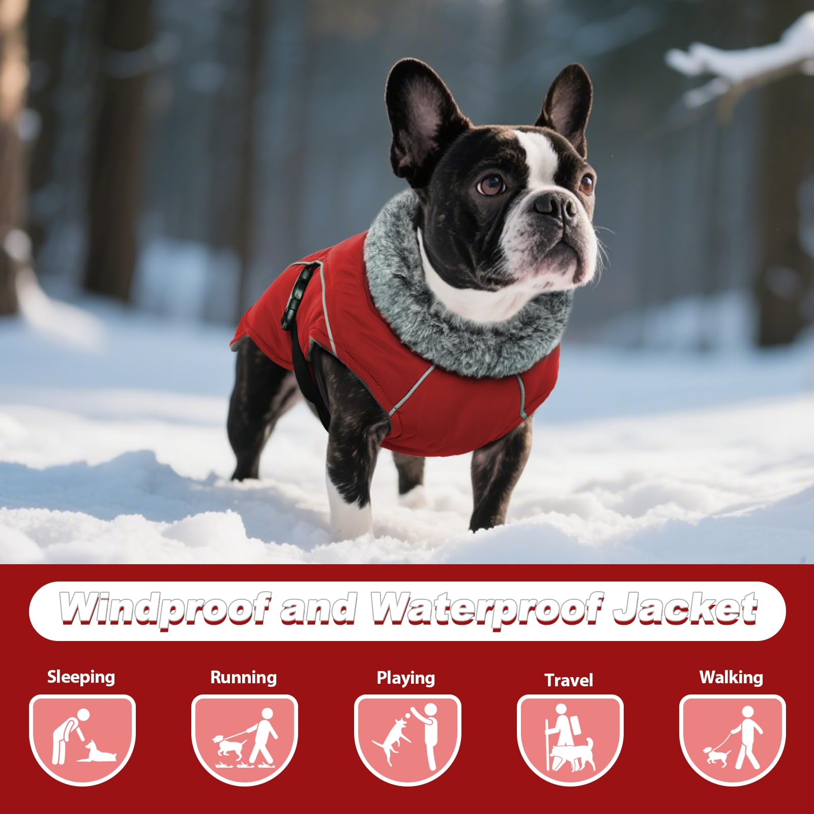 HMJGDZG Wintermantel große Hunde – winddichter, reflektierender, Warmer Mantel, Verstellbarer Hals und Druckknopfverschluss, Wasserabweisende Dicke Fleeceweste, mit Fleece gefüttert für Golden