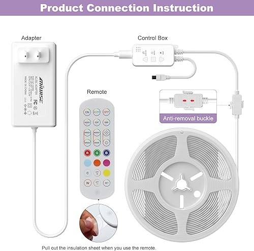 Miniatura 8 de MIWISE Tira de luz LED RGB COB de 20 pies20.0 ft, tira de luz regulable que cambia de color DC24V, funciona con AlexaGoogle AssistantTuya cinta