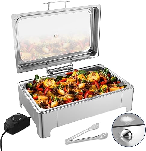 Miniatura 8 de THXSUN Plato eléctrico para rozar, 2 platos eléctricos de tamaño medio de 4.5 cuartos de galón con ventilación de aire, servidores de buffet de 400