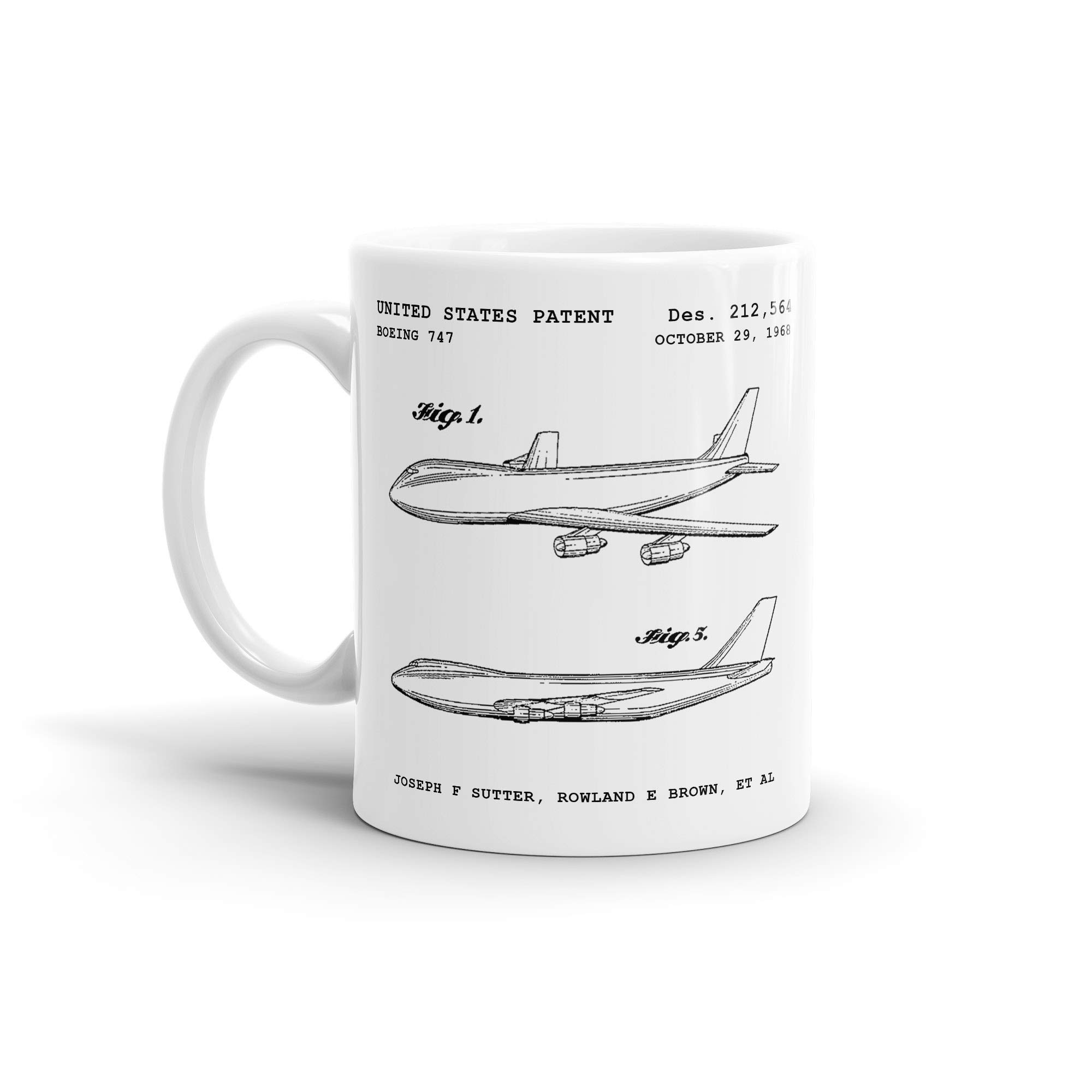Boeing 747 Patent Coffee Mug - Aviation Drinkware, Premium Ceramic Mug by SnooozeWorks (11oz)