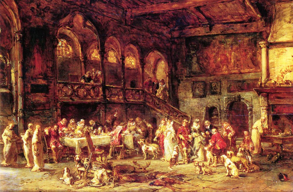 Isabey Eugene Repas Dans Un Couvent 100% Hand Painted Replica Oil Paintings 12X16 Inch