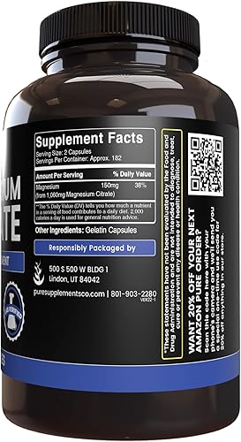 Miniatura 7 de PURE ORIGINAL INGREDIENTS Paquete de L-tirosina y citrato de magnesio, 365 cápsulas cada una, siempre puro, verificado por laboratorio