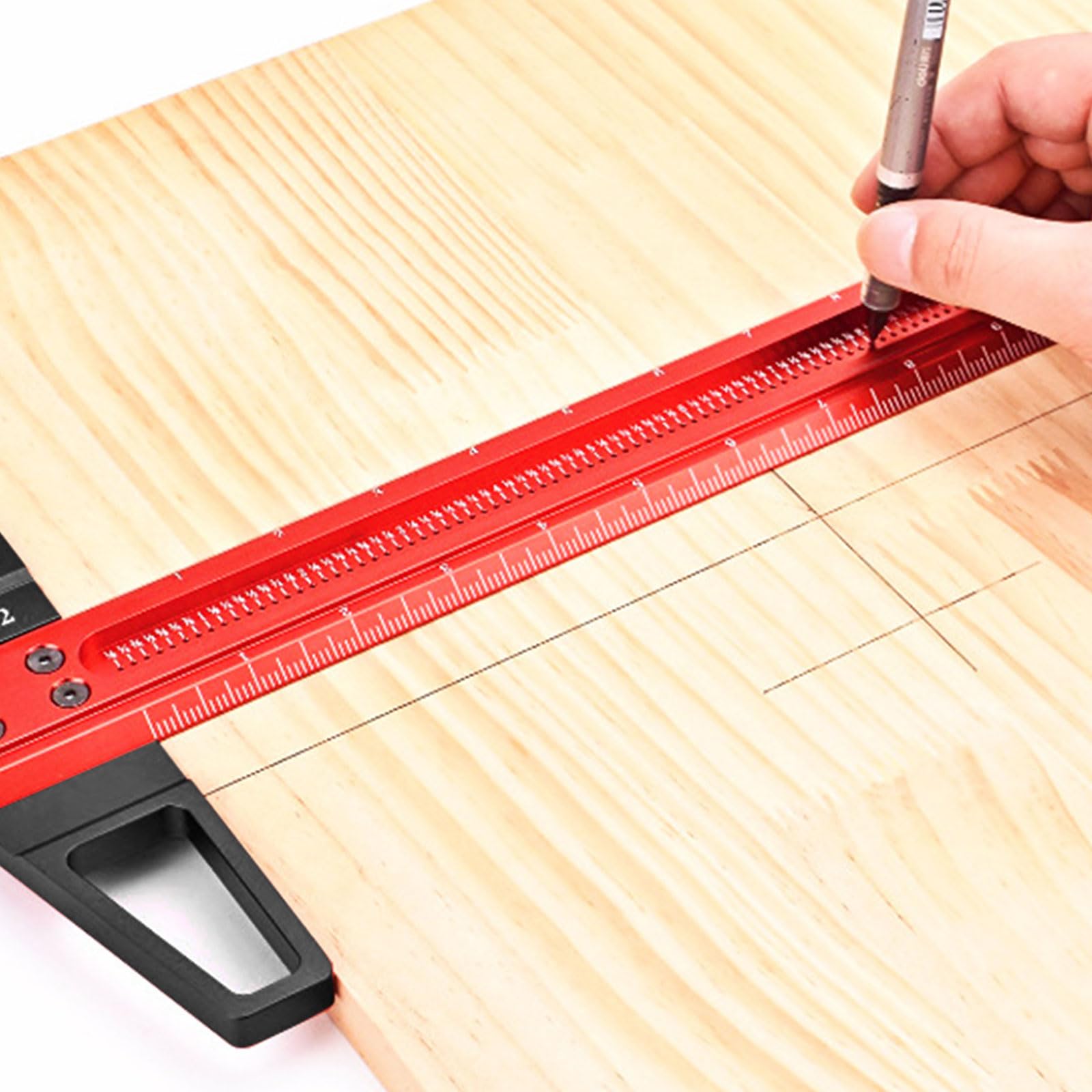 Righello per tracciatore per legno tipo T Architetto quadrato Strumento misurazione in lega alluminio Compatibile per falegname Alluminio durevole Misurazione accurata Accessori ruota da