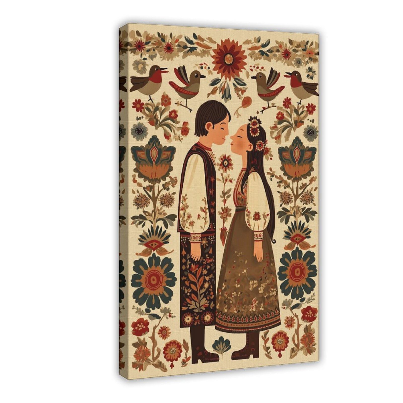 YWTJAX Scandinavian Folk Love Poster Canvas Poster for Home Decor Gift
