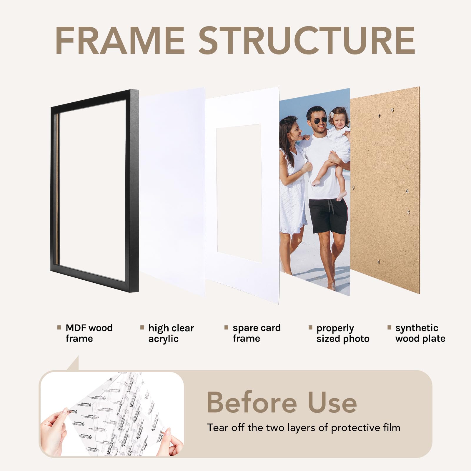 Hampton Frames | OXFORD Picture Frames, 5×5 Inch (13x13cm), Black - View #5