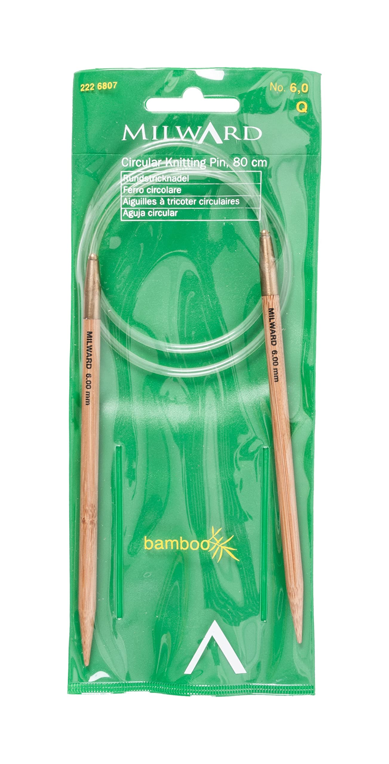 Bamboo Fixed Circular Knitting Needles, 80cm, 6.0mm