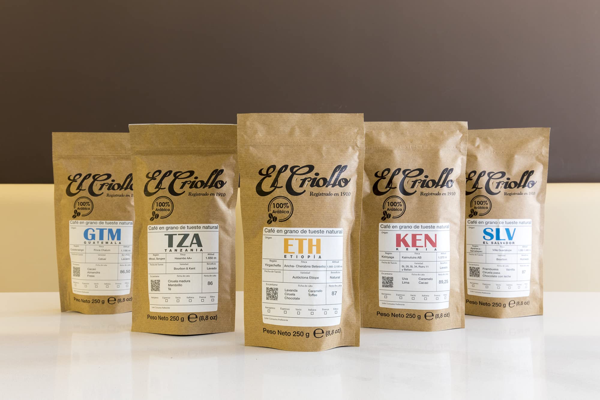 Caffè Macinato Etiope - Café El Criollo® | Caffè Speciale 100% Arabica e Tostato Naturale | Confezione da 4x250gr (1kg)