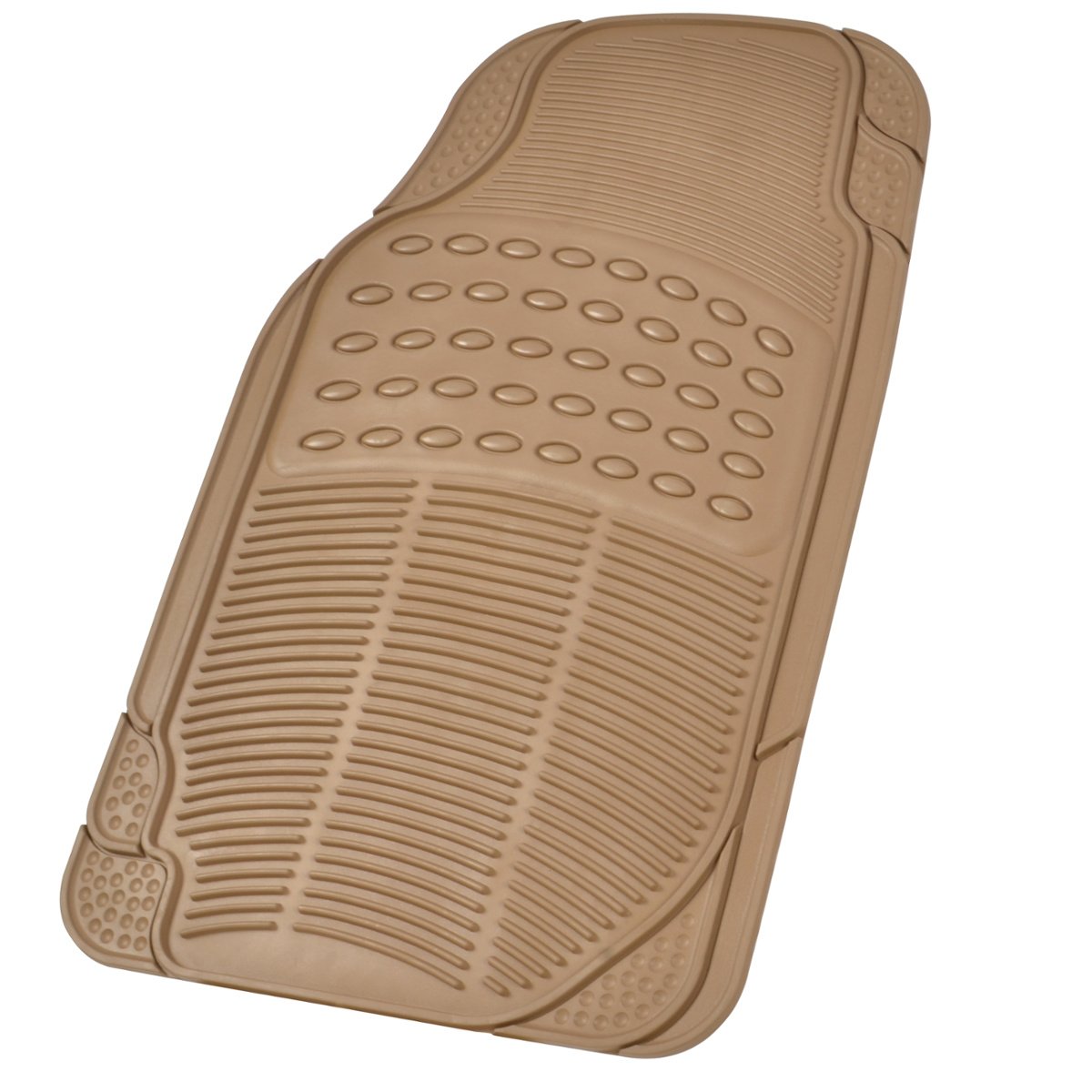 BDK MT-654-BG Beige Heavy Duty Rubber Floor Mat, 4 Piece (for Car Truck SUV Front & Rear All Weather Protection)